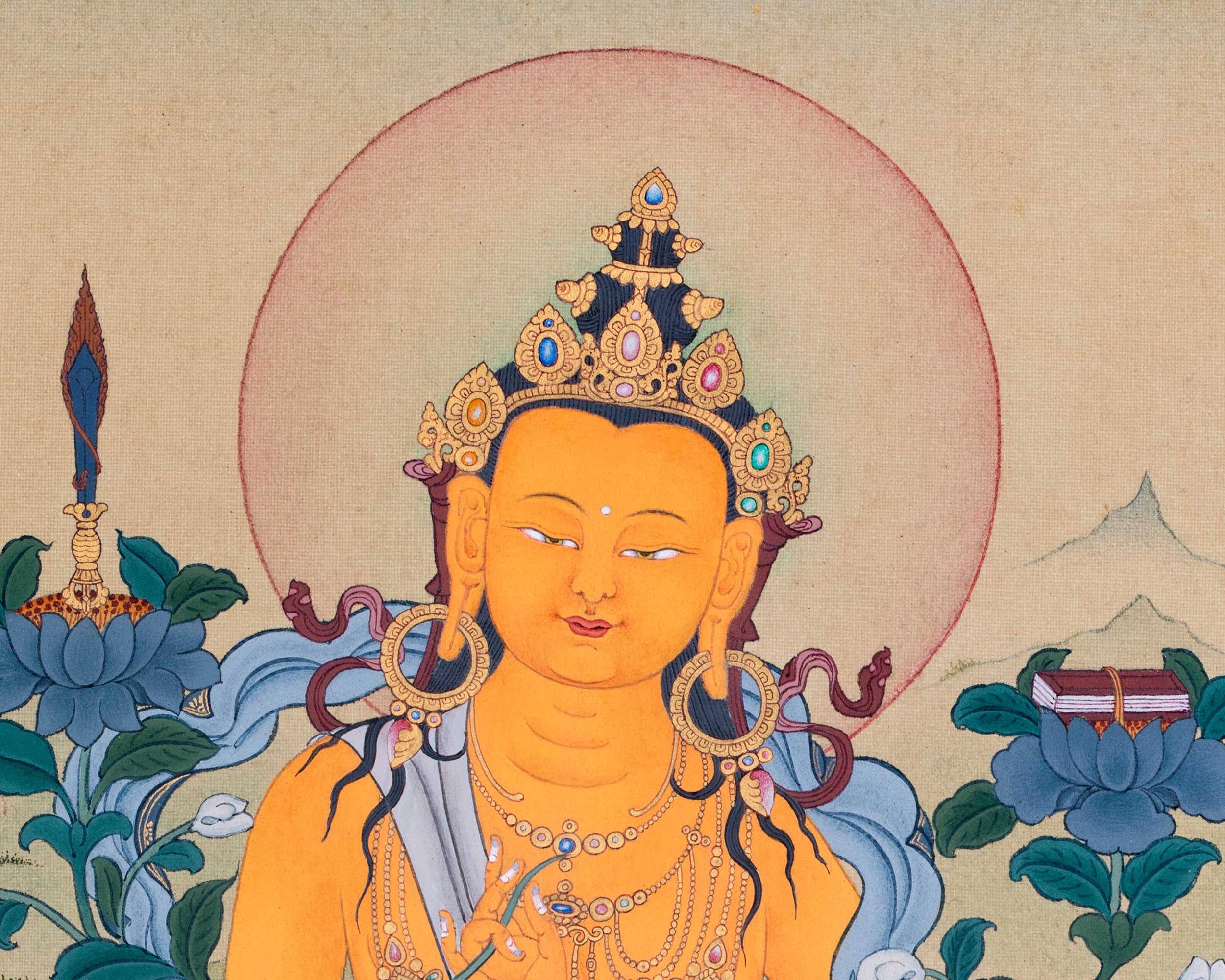 Thangka Print of Manjushri | Buddha of Wisdom | Digital Printing
