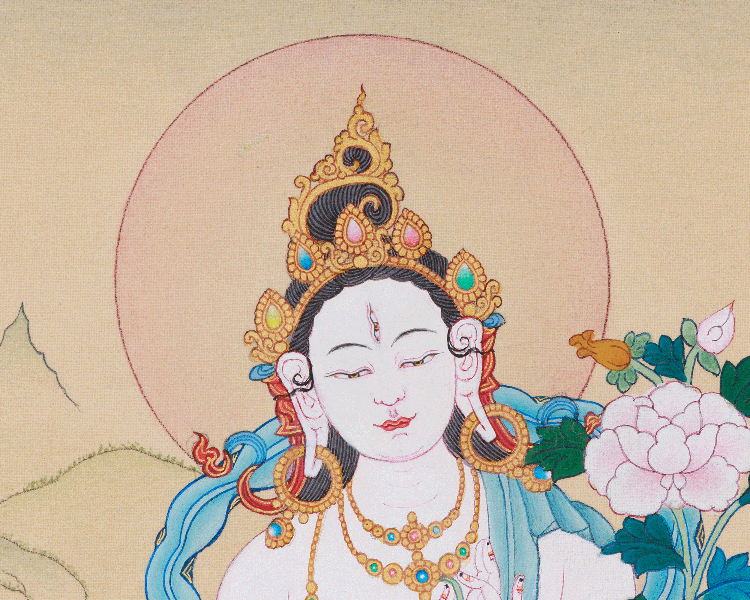 White Tara Buddhist Art | Seven-Eyed Goddess of Healing and Protection