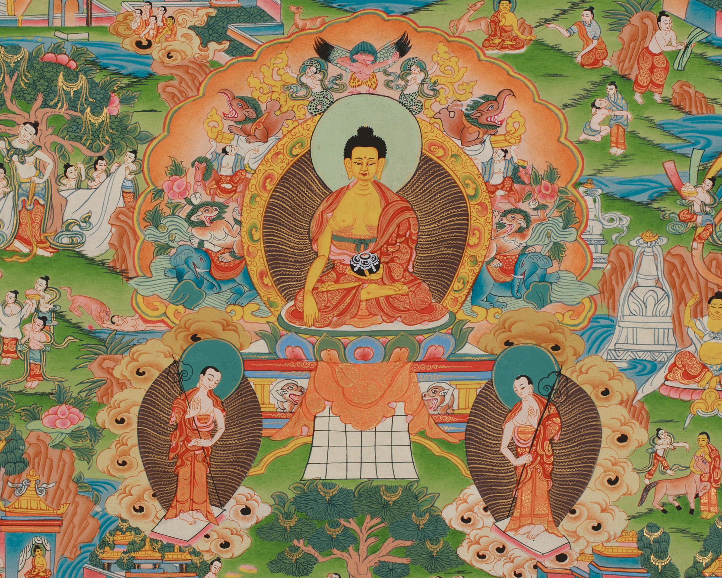 Shakyamuni Buddha Life History thangka | Siddhartha Gautama