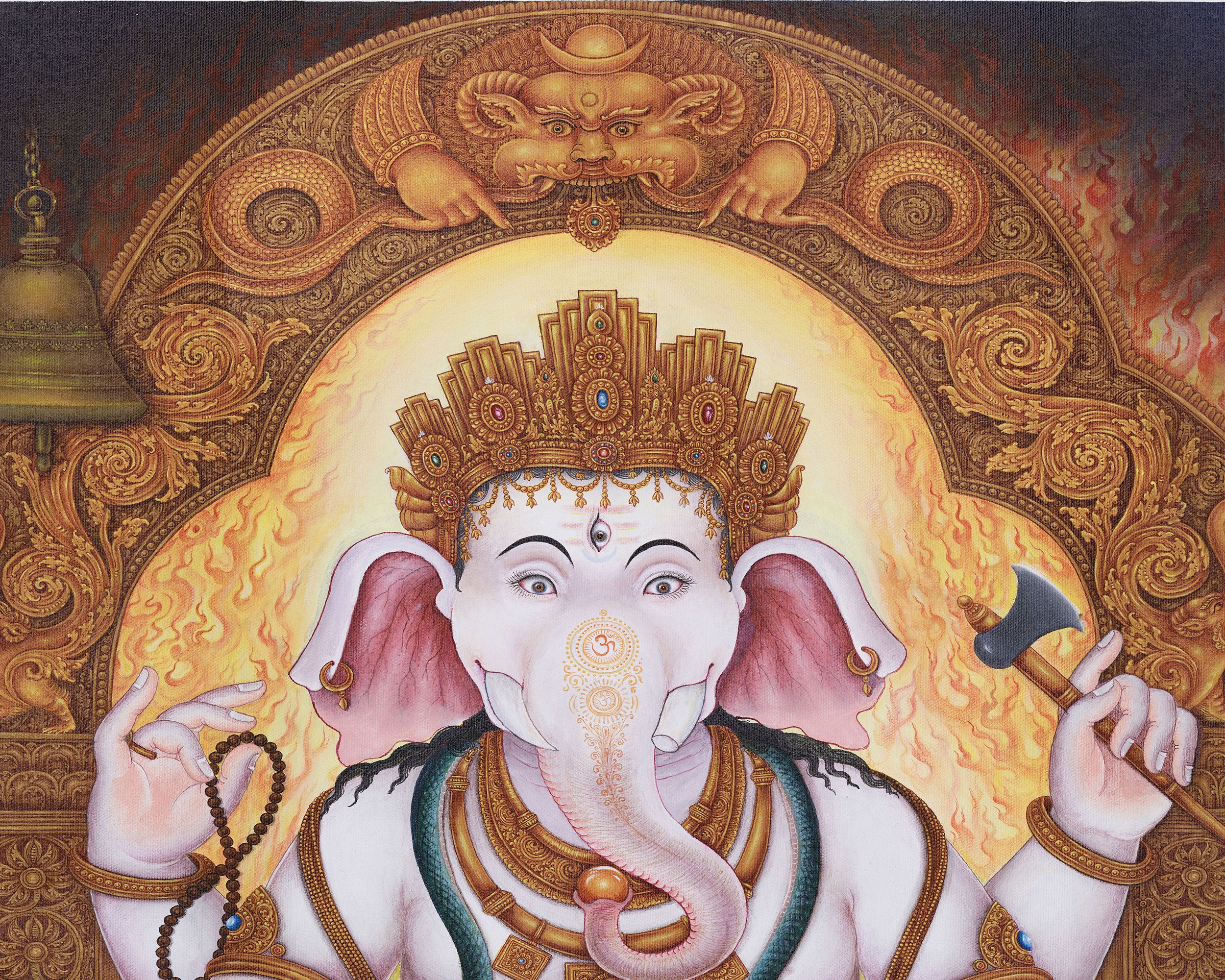 Radiant Lord Ganesh | Blessings of Success and Protection | Paubha Artwork