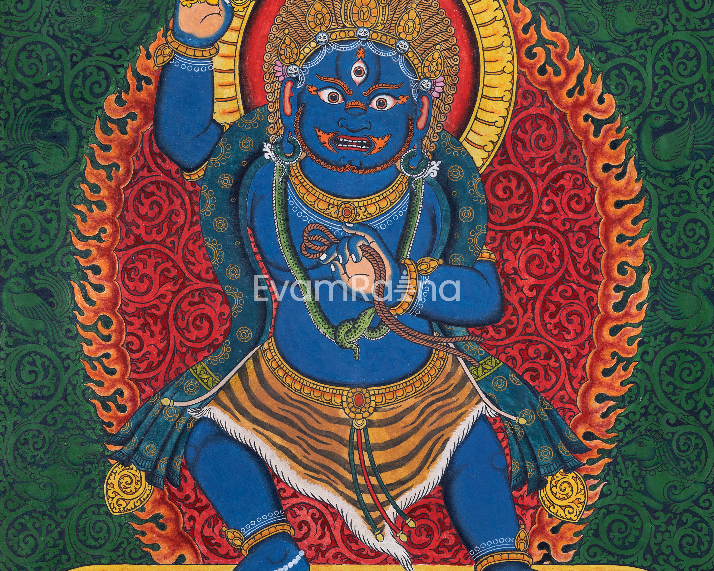 Traditional Vajrapani Art Print For Mindfulness | The Holder Of Thunderbolt Giclee Print