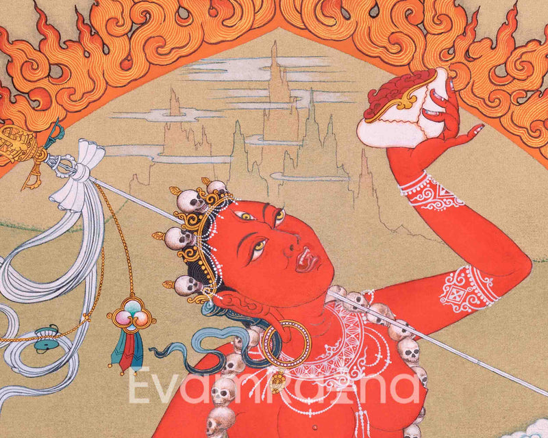 Hand Painted Thangka Of The Divine Feminine | Vajrayogini's Emanation | Art of Tantric Grace