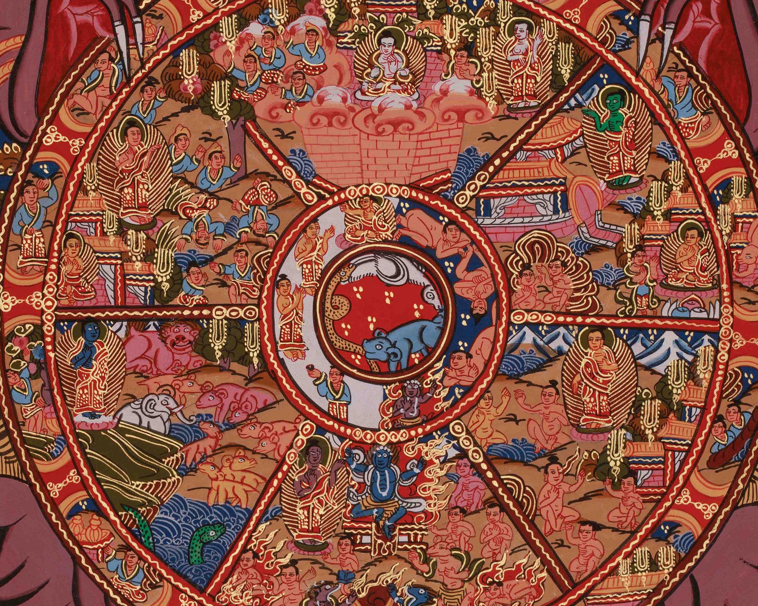 Tibetan Wheel of Life Artwork | Teaching Samsara and the Path to Freedom