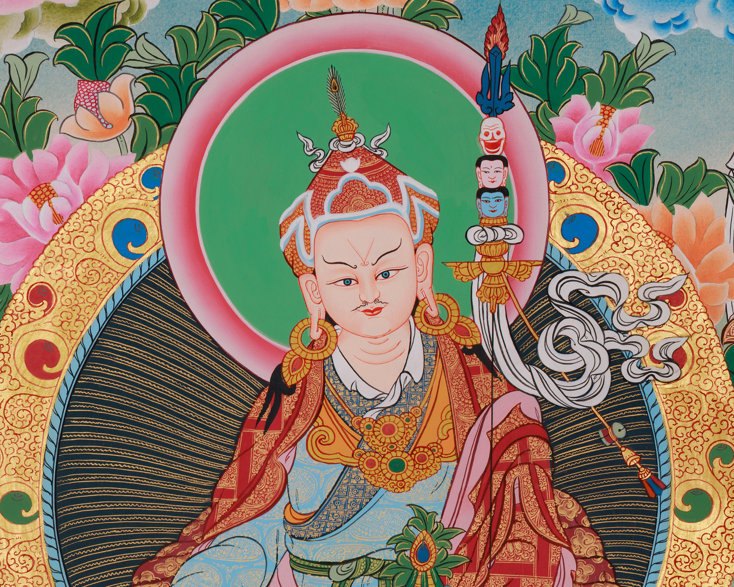Precious Guru Rinpoche Thangka | Tibetan Buddhist Altar | Lotus Born Master