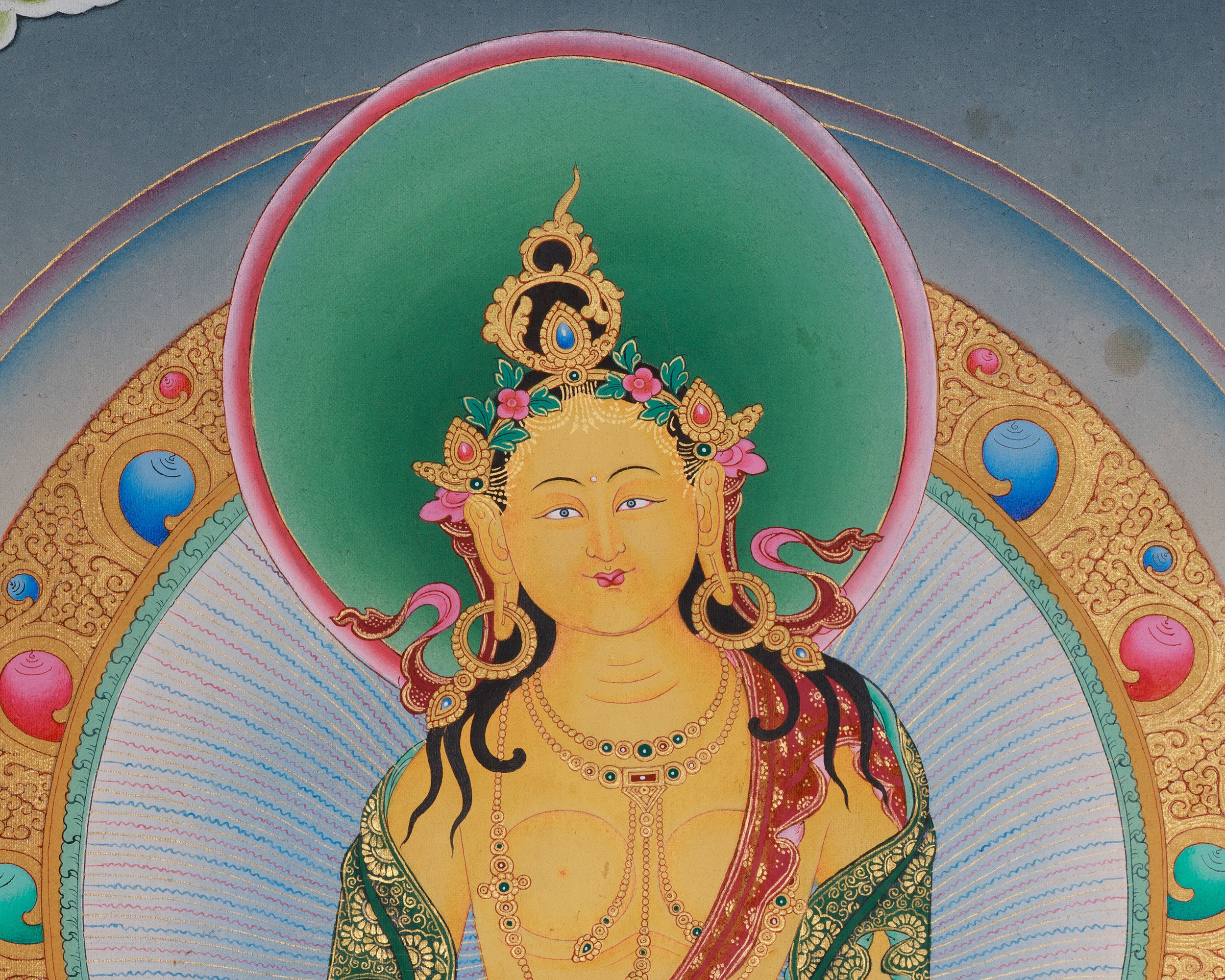 Tibetan Kshitigarbha Thangka | Protector Of The Dead and Children