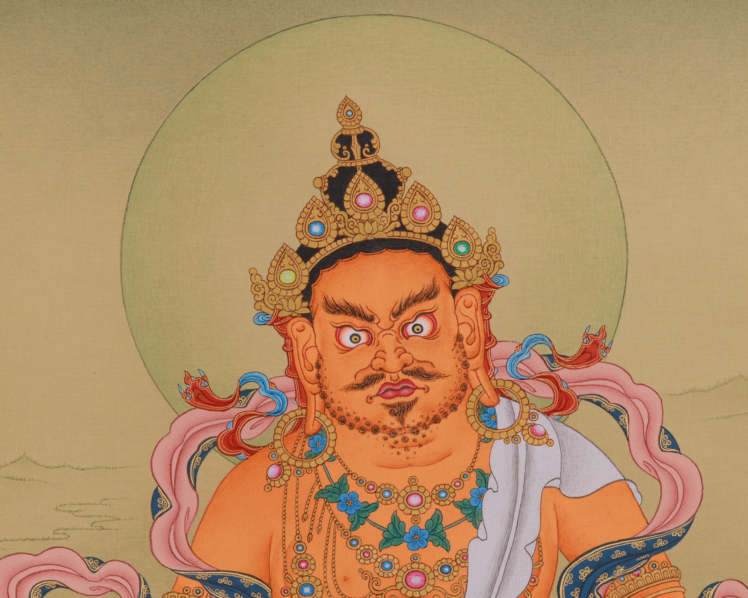 Dzambhala Wealth God Thangka | Tibetan Buddhist Prosperity Art