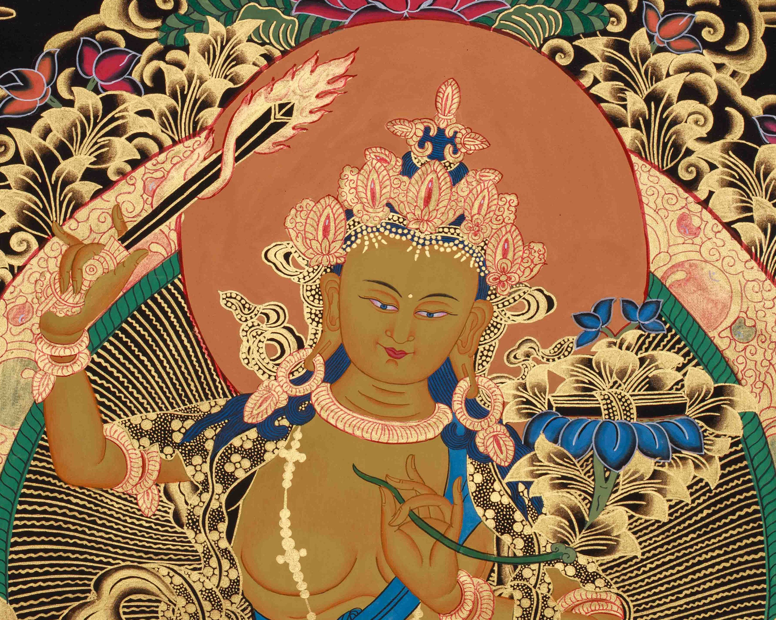 Manjushri Bodhisattva of Wisdom Art | Traditional Artwork