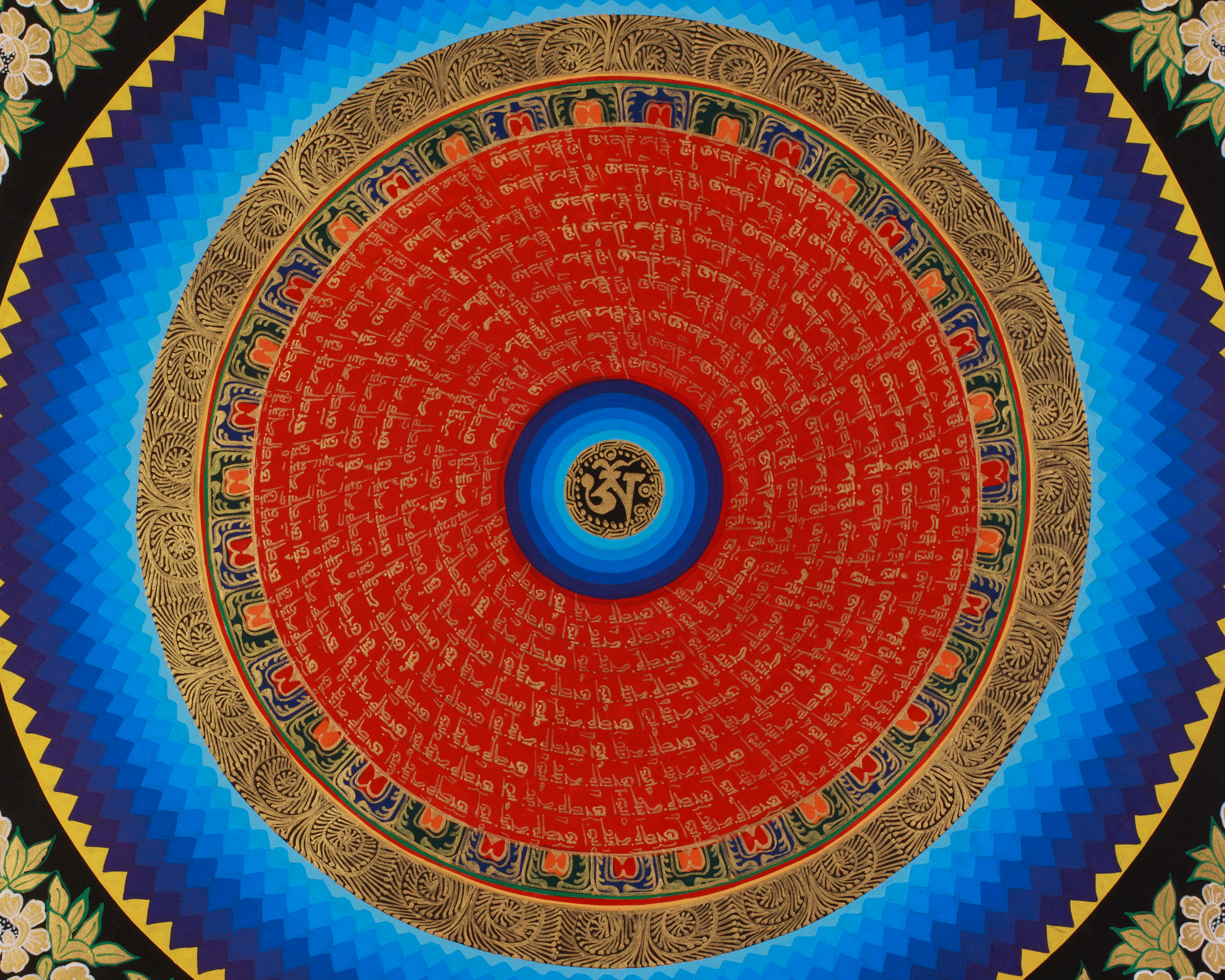 Spiritual Mantra Mandala Art | Meditation Altar | Sacred Thangka