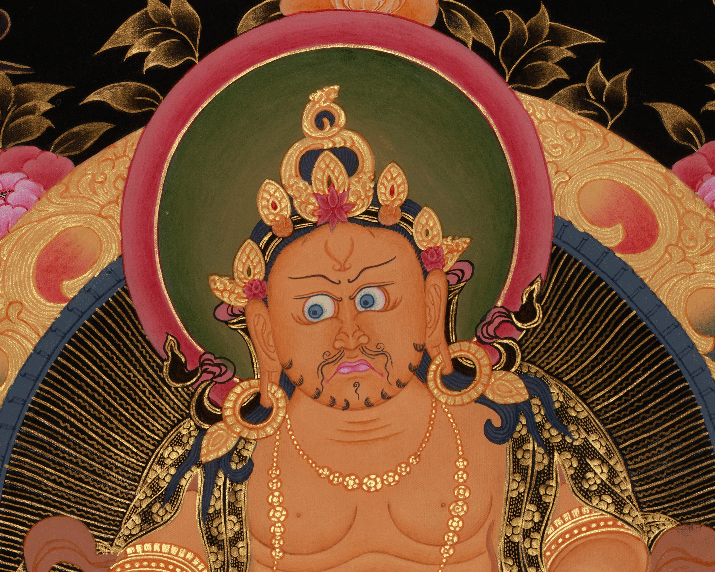 Dzambhala Prosperity Thangka | Hand Painted Buddhist Wealth Deity Art