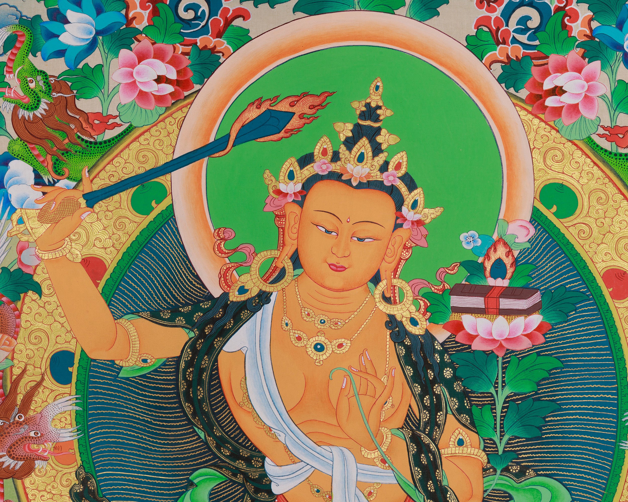 Vajrayana deity Manjushri Art | Bodhisattva of Transcendent Wisdom