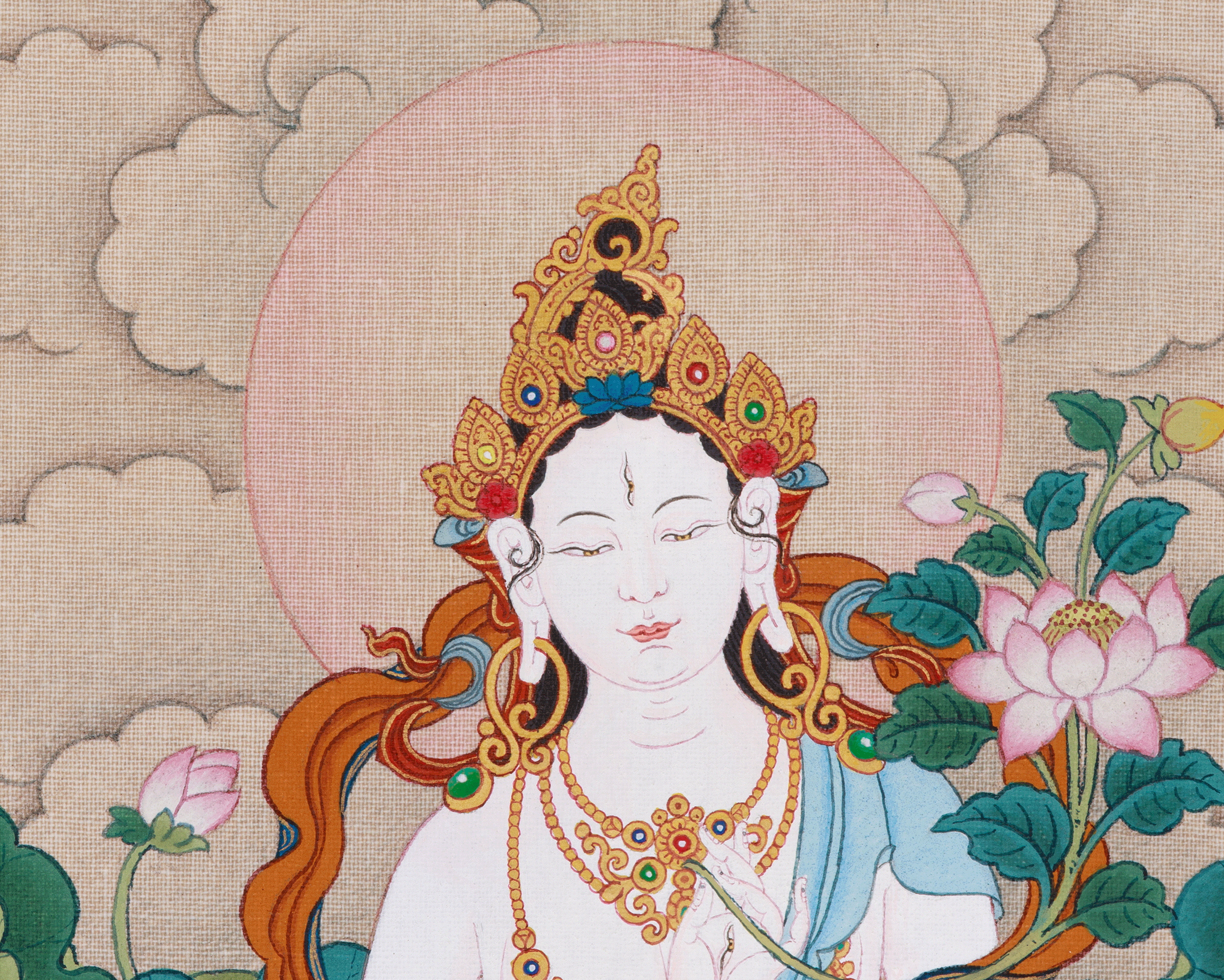 Goddess Longevity White Tara Painting | The Embodiment of Purity and Healing