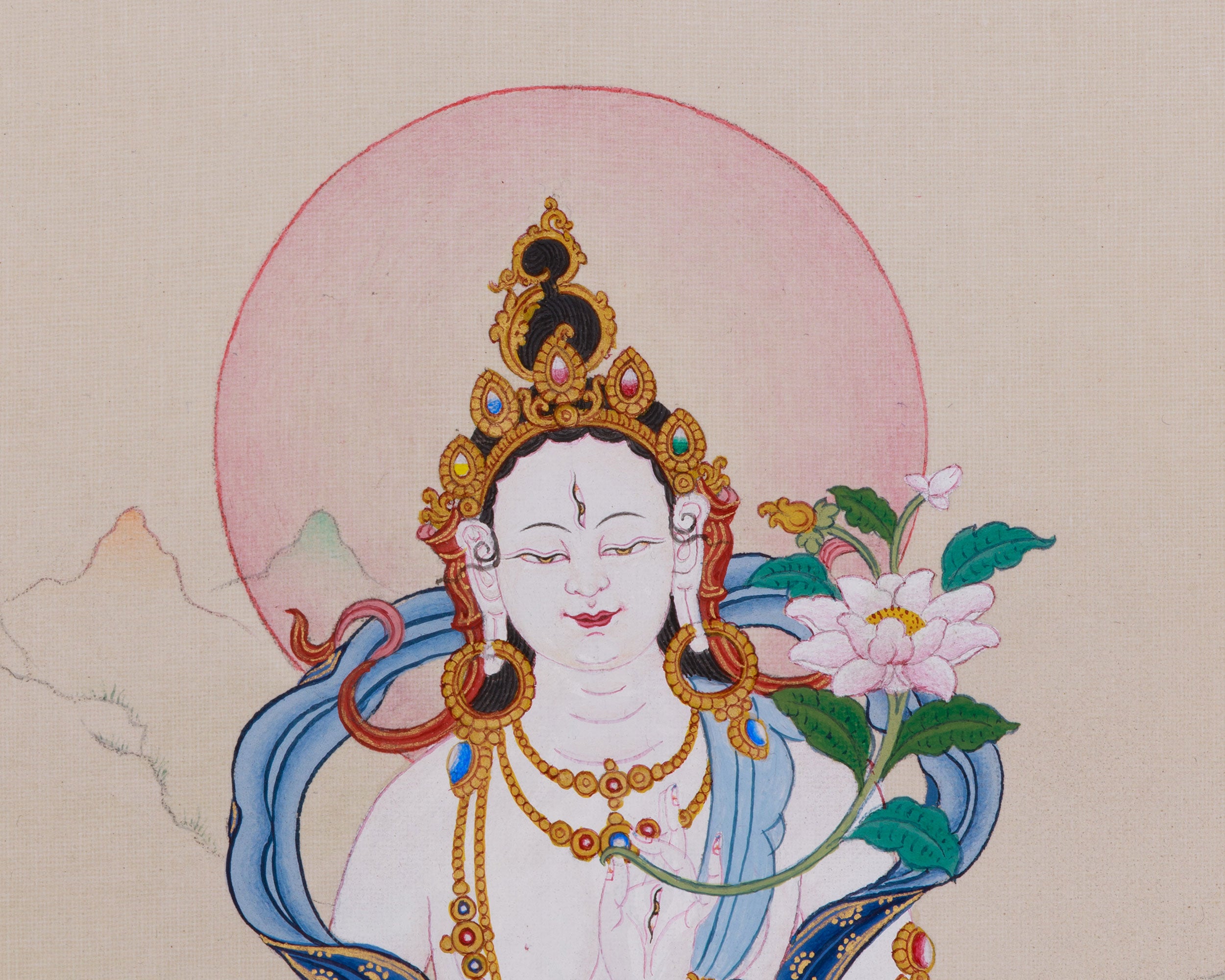 Thangka of White Tara, Goddess of Longevity | A Sacred Symbol of Peace and Health