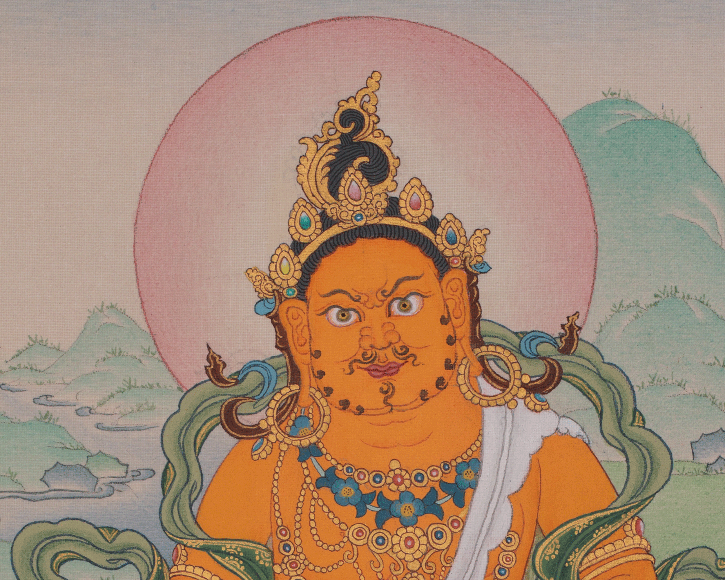 Dzambhala Prosperity Art | Wealth Deity | Traditional Thangka
