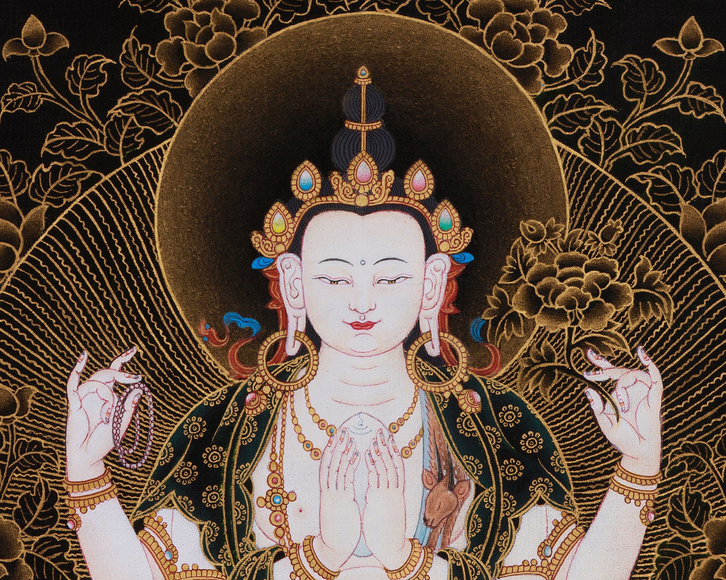 Chenrezig Compassion Deity Thangka | Peaceful Protector