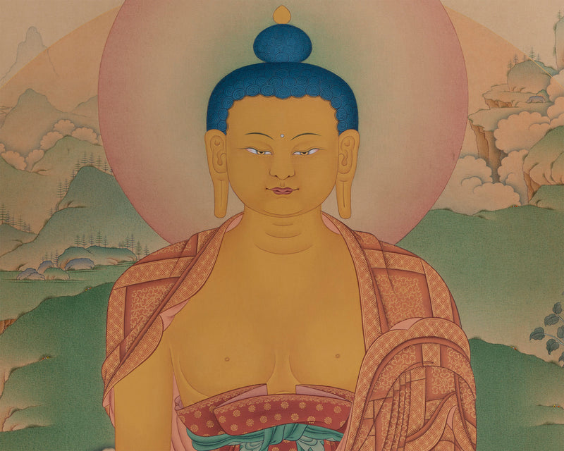 Exquisite Shakyamuni Buddha Thangka Print | Timeless Buddha Canvas For Wall Hanging | Gift Ideas