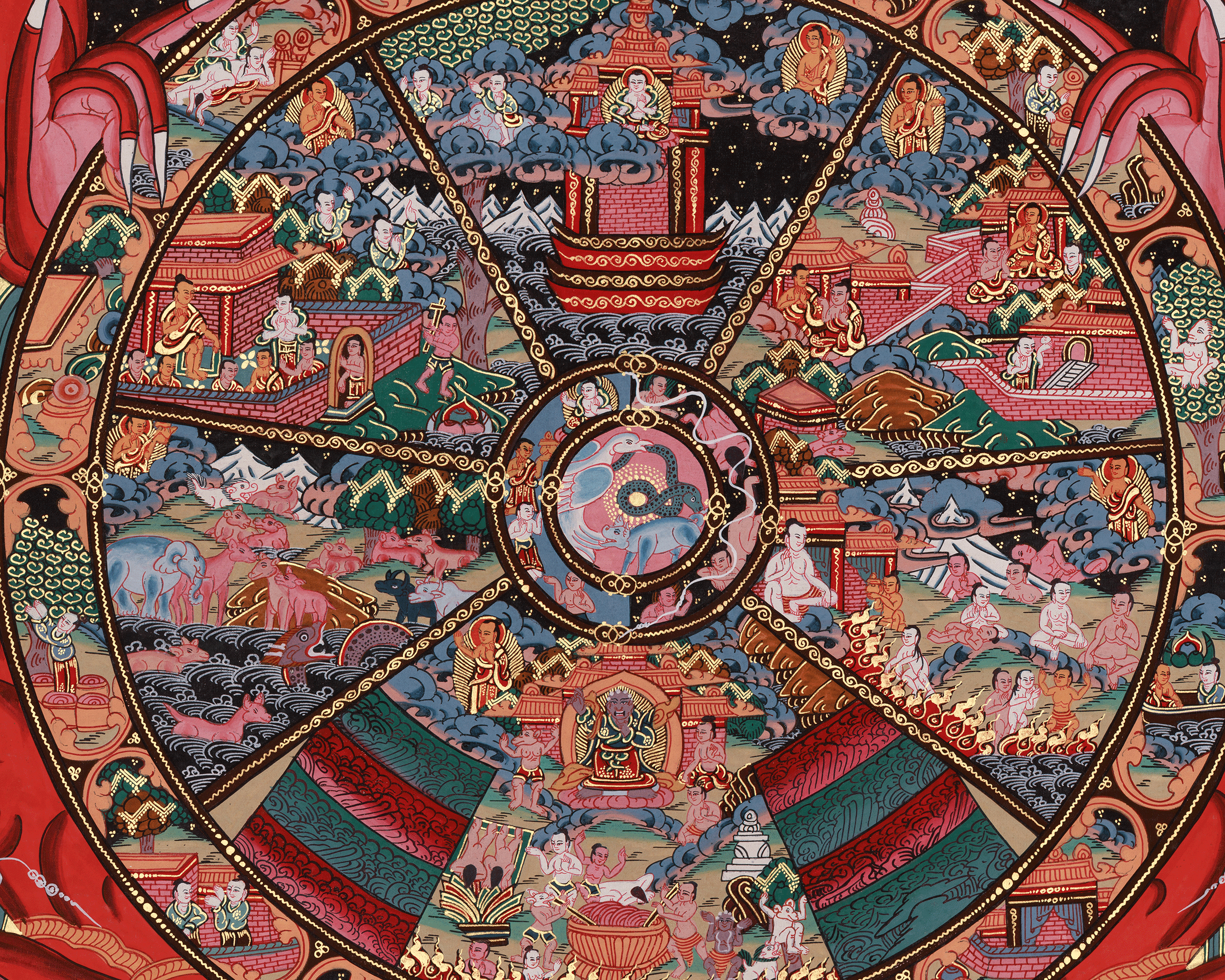 Tibetan Thangka of the Wheel of Life | Sacred Artwork