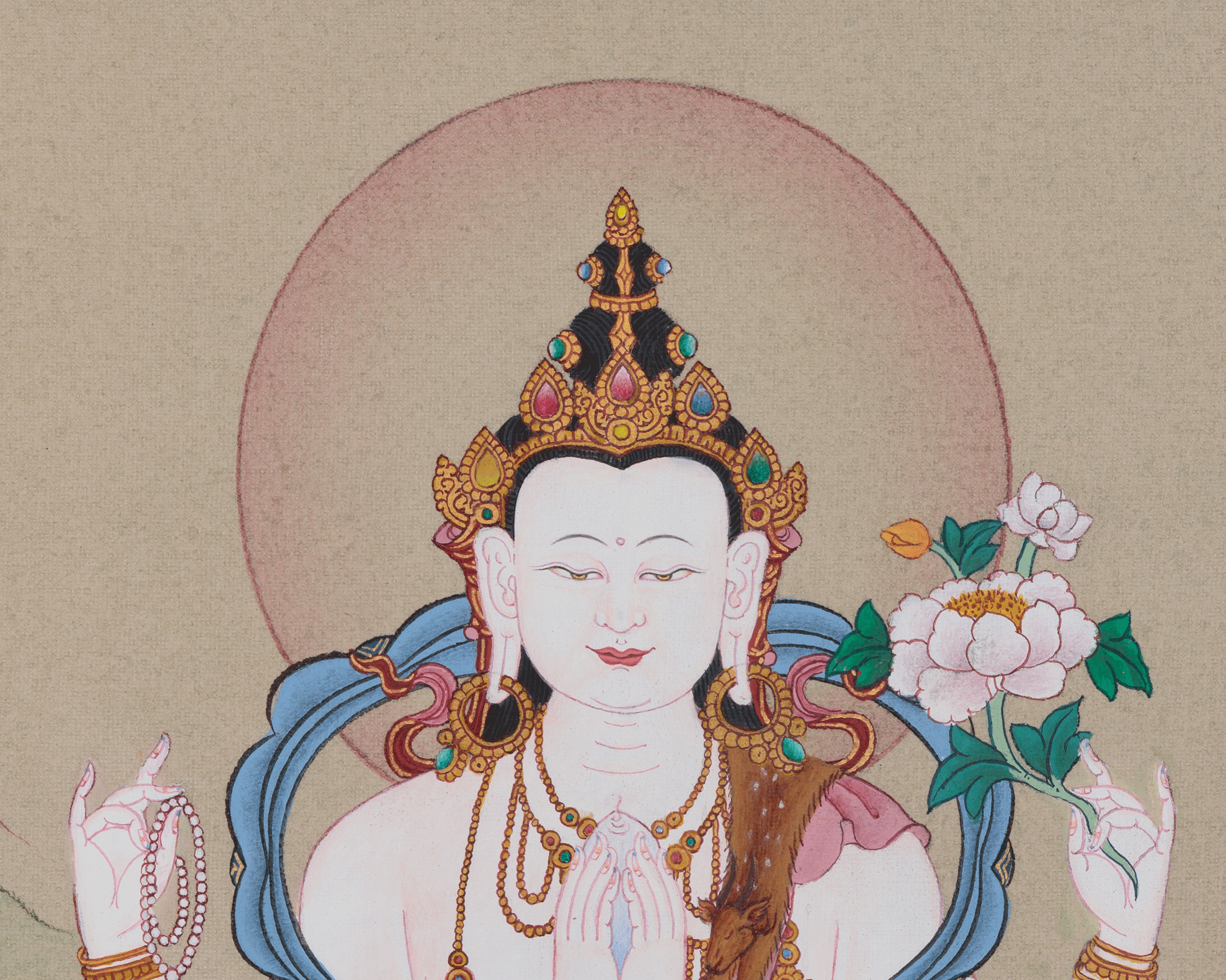 Traditional Bodhisattva Chenrezig | A Sacred Thangka of Compassion and Healing