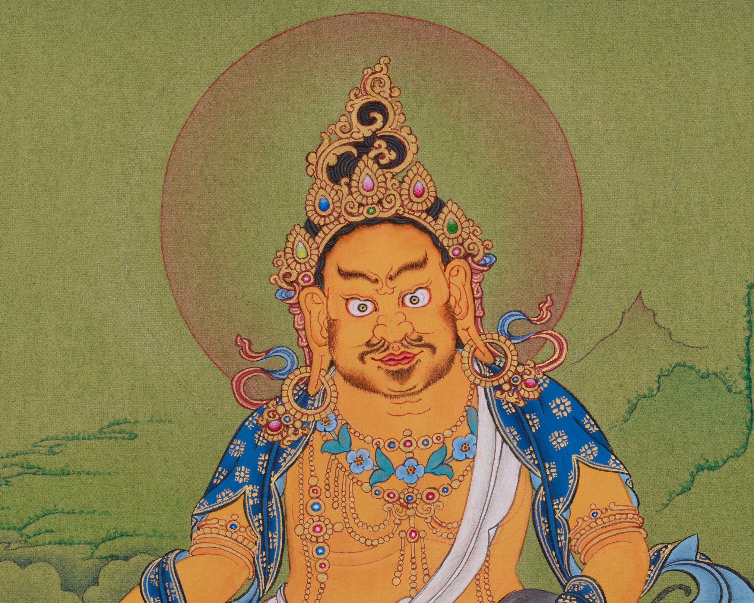 Wealth Deity Dzambhala Art | Guardian of Prosperity | Spiritual Abundance Thangka