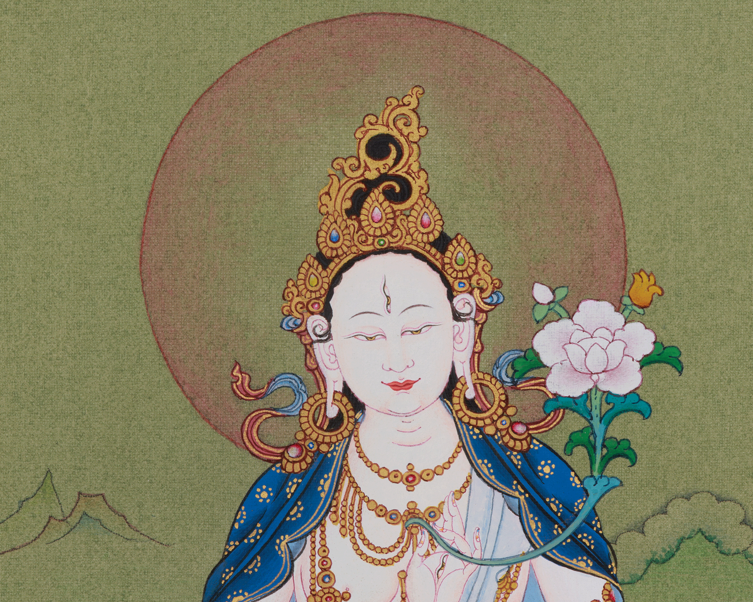 White Tara Goddess of Healing Thangka | A Divine Symbol of Compassion