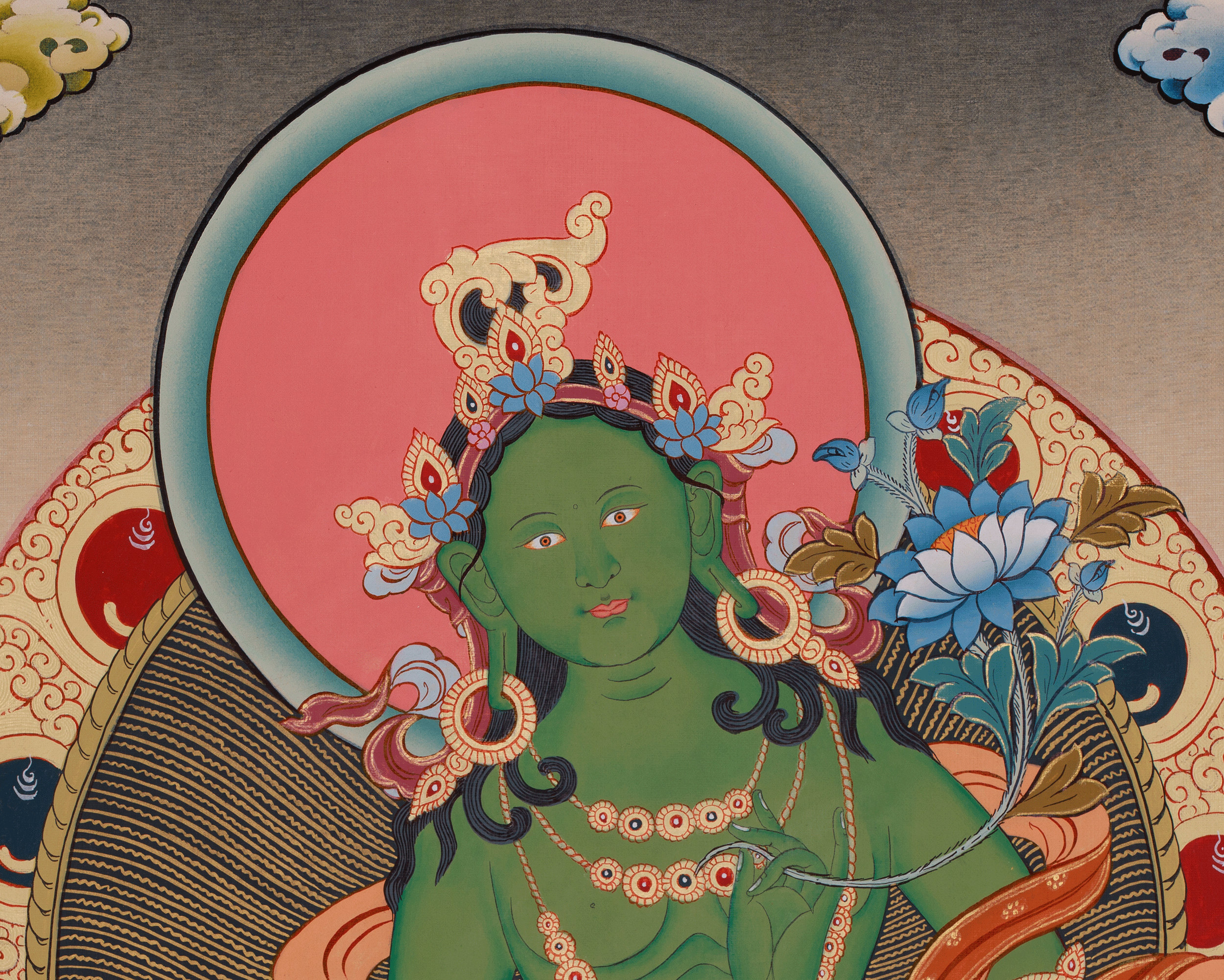 Beautiful Green Tara Thangka | Swift Compassion and Protection Deity