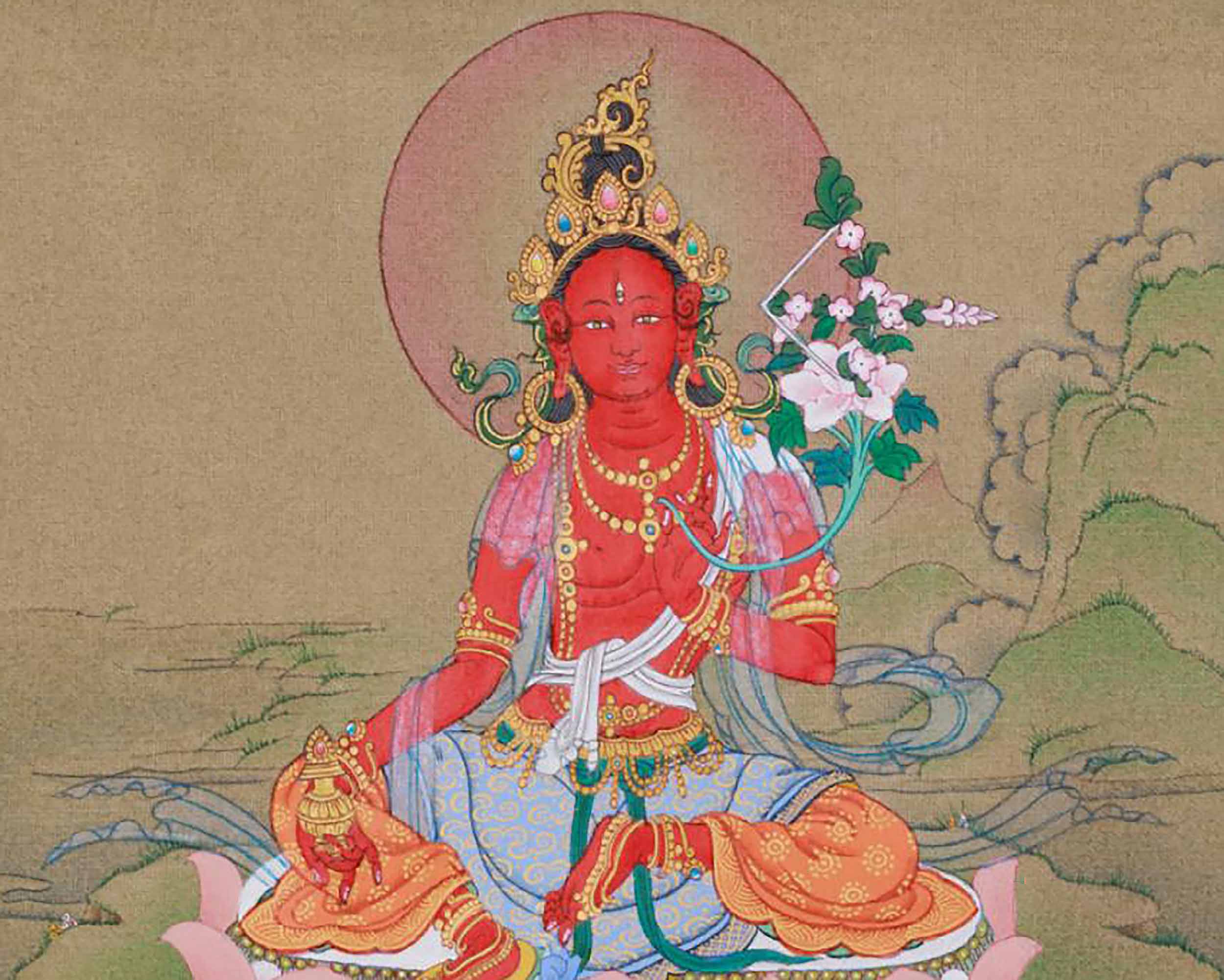 Red Tara Thangka Painting | Goddess of Power, Compassion, and Magnetizing Energy