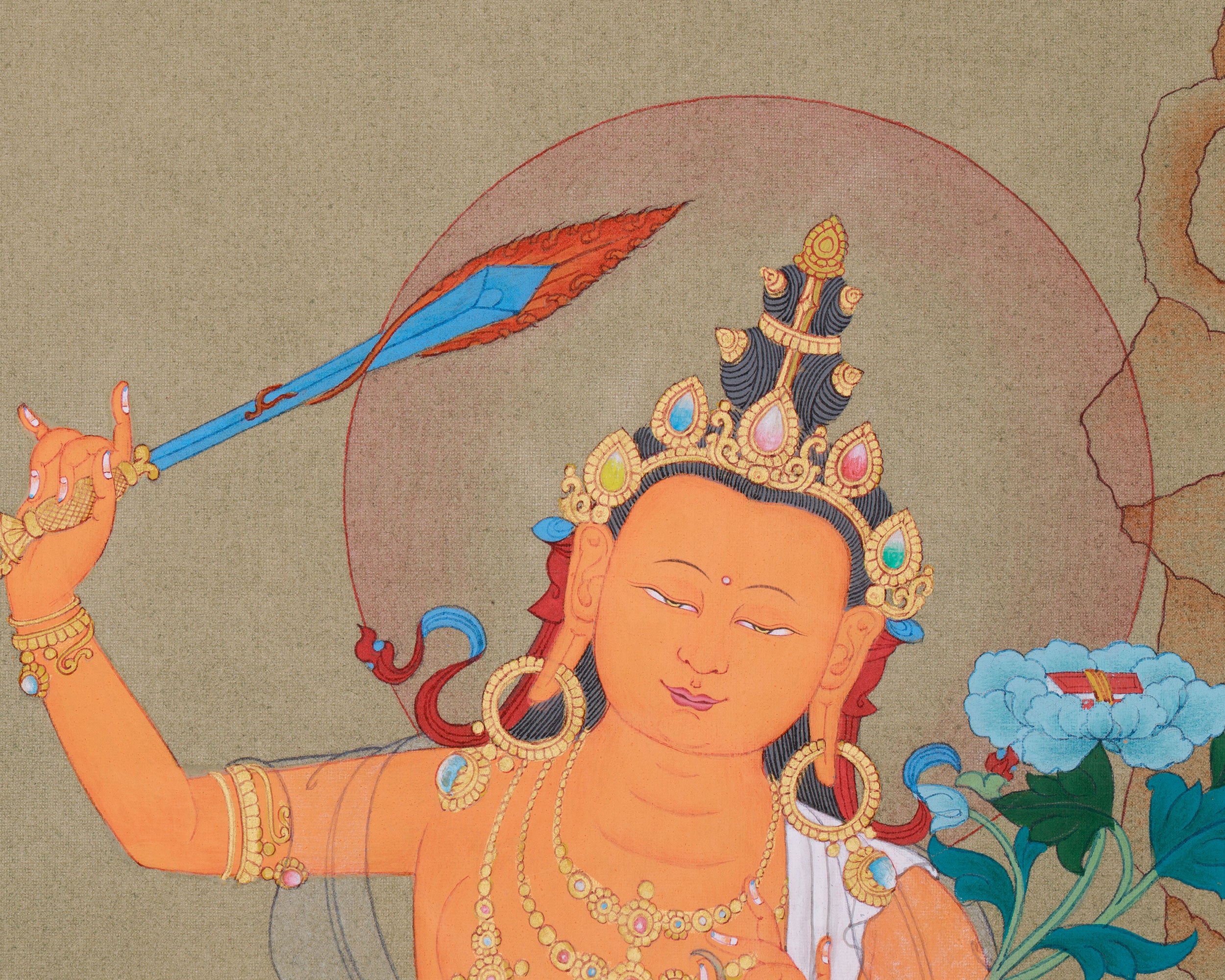 Manjushri Bodhisattva Painting | The Wisdom Deity in Tibetan Buddhist Art