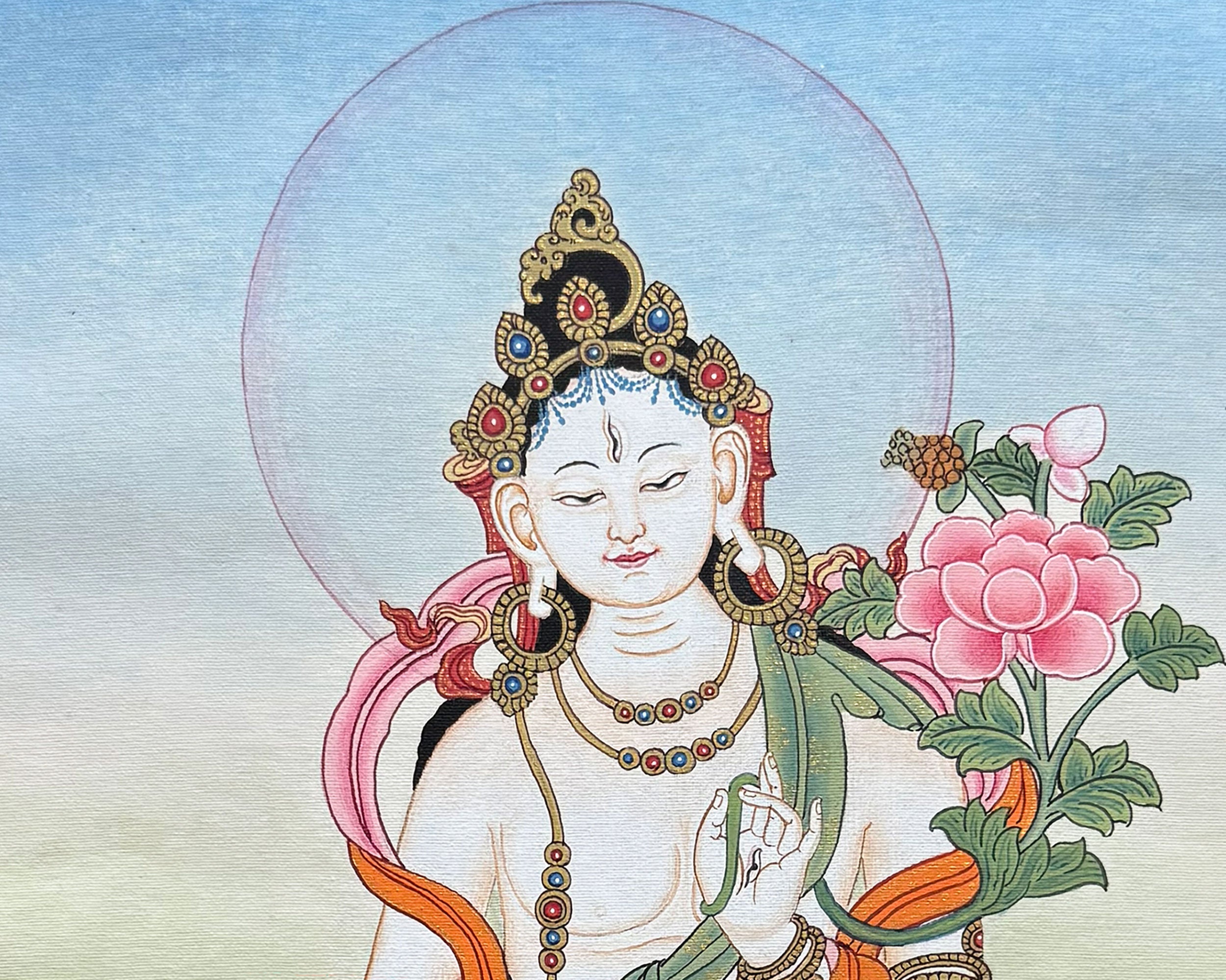 Sita Tara Thangka With Brocade | The Embodiment of Compassion and Longevity