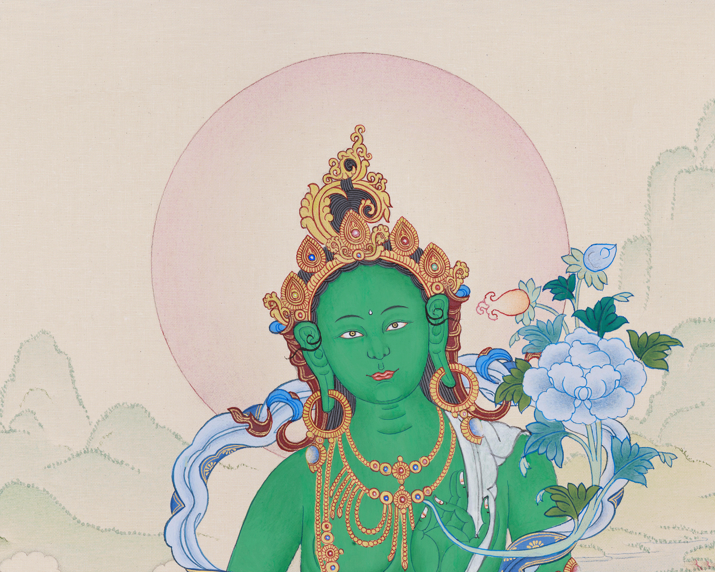 Goddess Green Tara with Amitabha Buddha | Protector of Compassion and Enlightenment