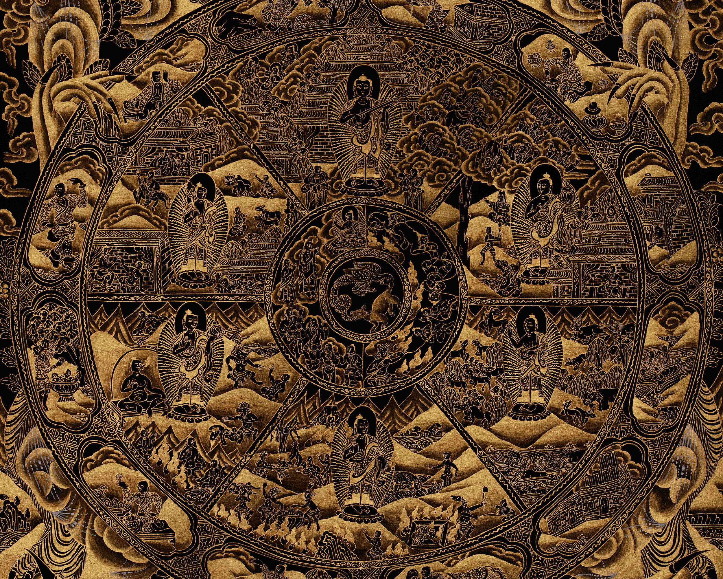 Hand Painted Wheel of Life Art | The Six Realms and Buddhist Teachings