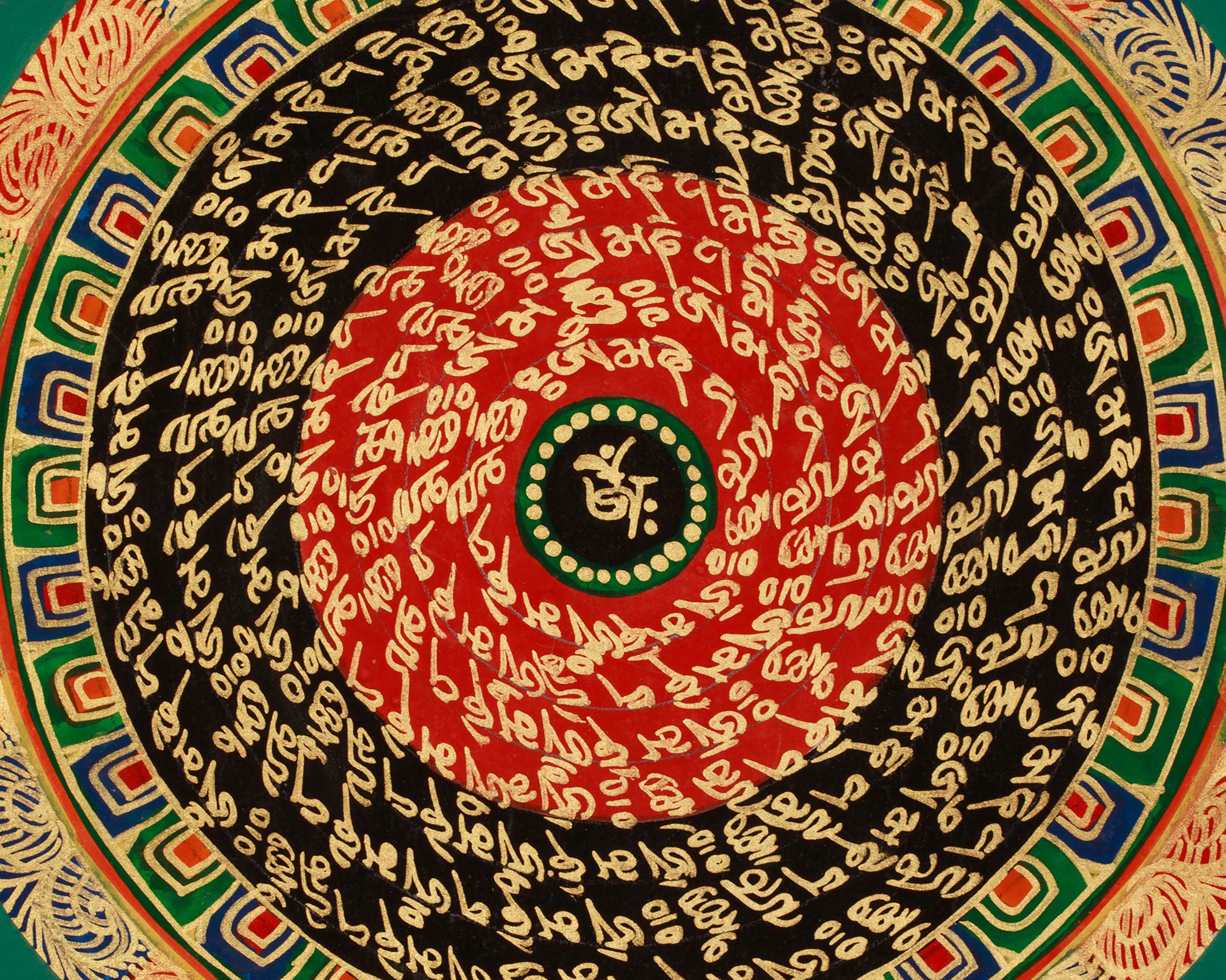 Hand-Painted Tibetan Mantra Mandala | Home Decor | Mindfulness Meditation Artwork