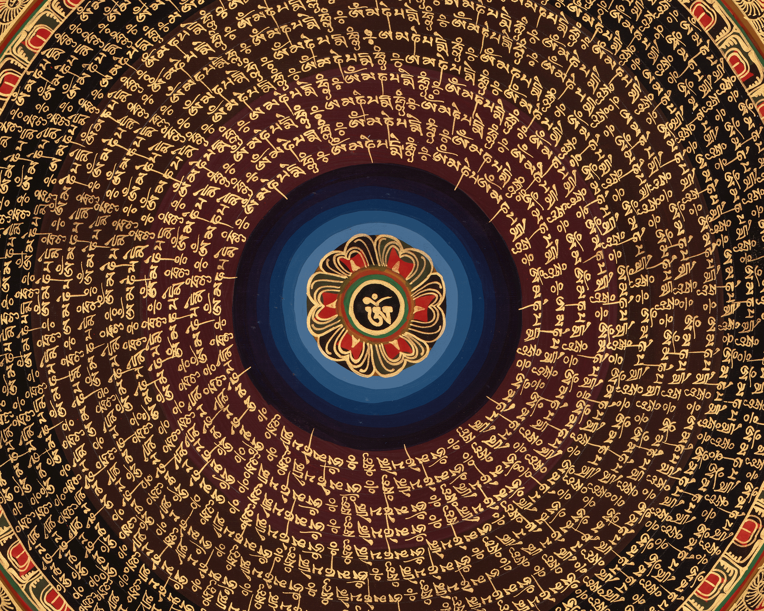 Mantra Mandala Sacred Thangka | Tibetan Artwork | Representing Enlightened Universe