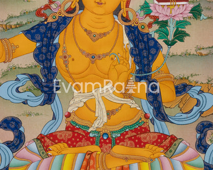 Manjushri Thangka Print | Bodhisattva Of Wisdom | Spiritual Room Decor