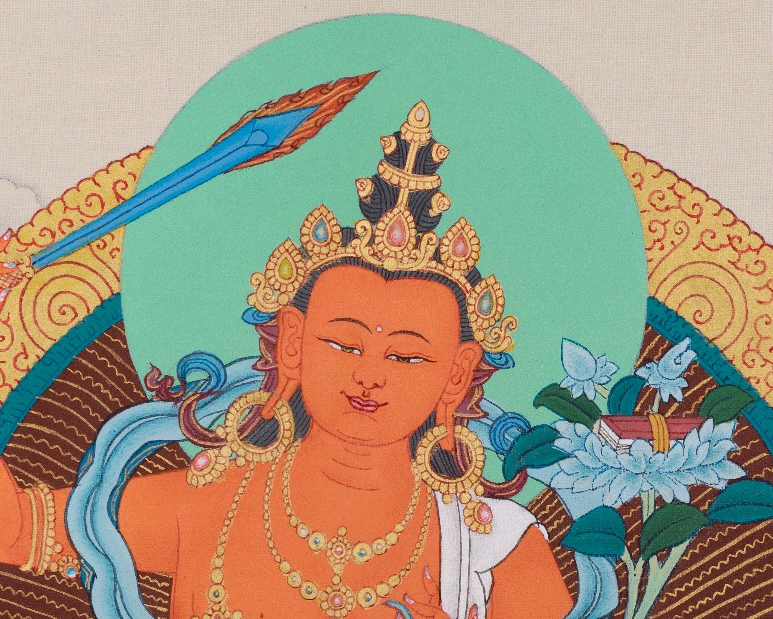 Manjushri Wisdom Deity Thangka | A Sacred Thangka of Knowledge and Enlightenment