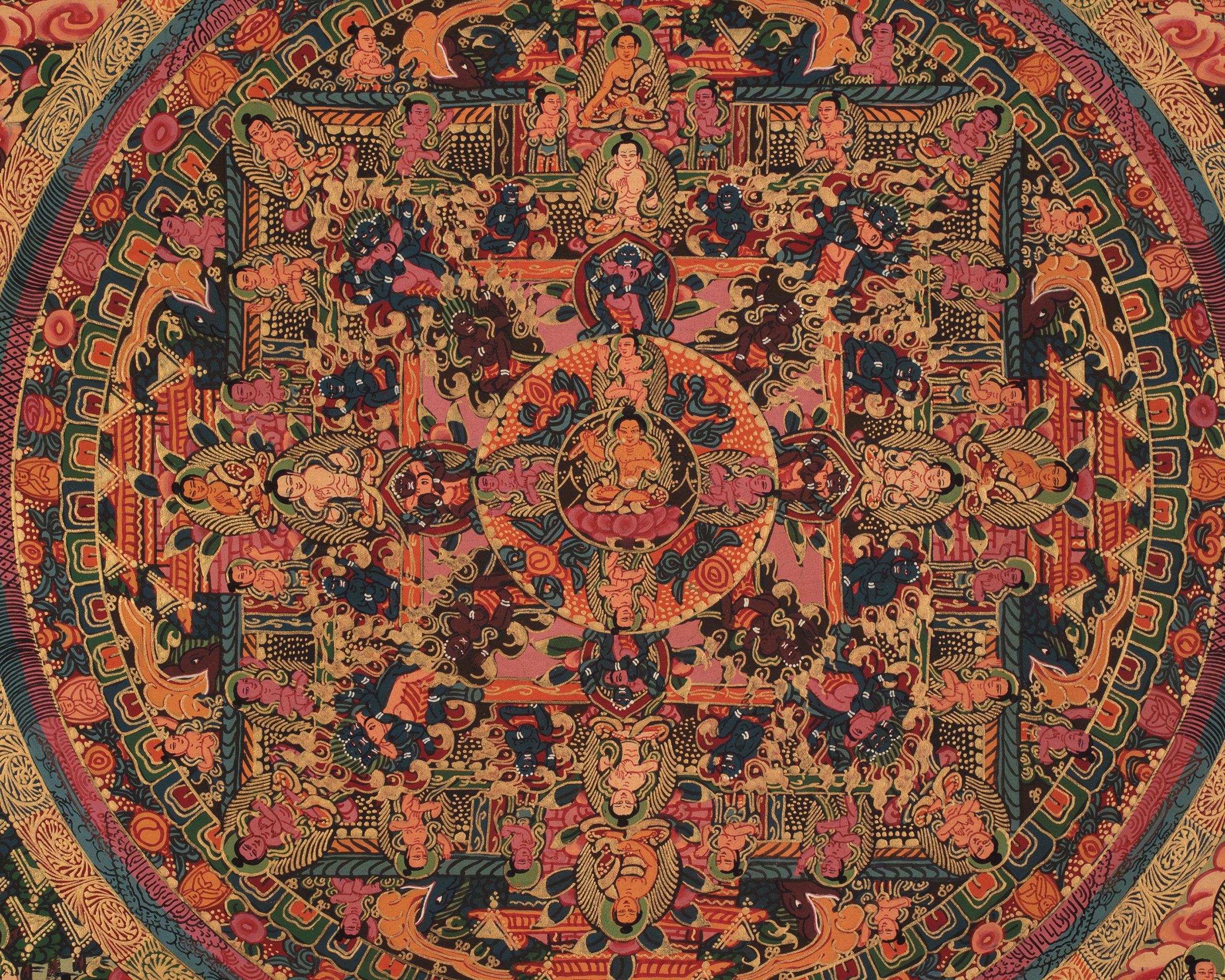 Buddha Mandala Hand Painted Art | Himalayan Artwork of Enlightenment and Spiritual Harmony