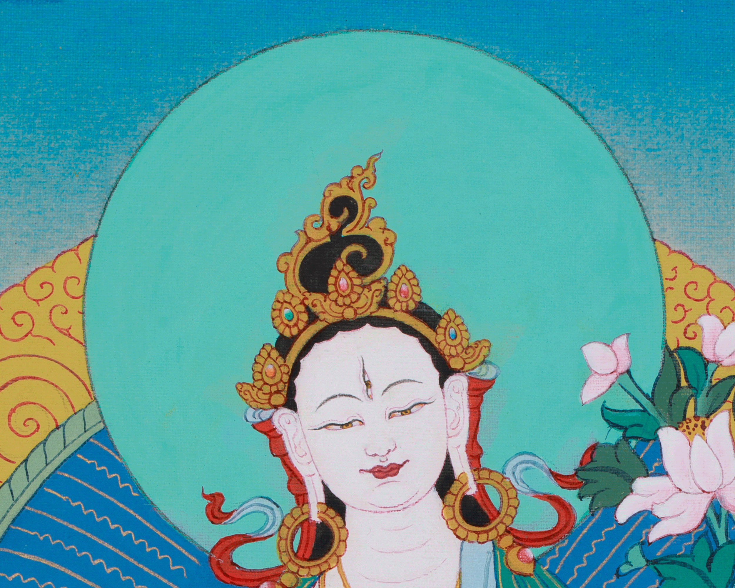 30 cm White Tara Thangka | Goddess of Longevity and Healing