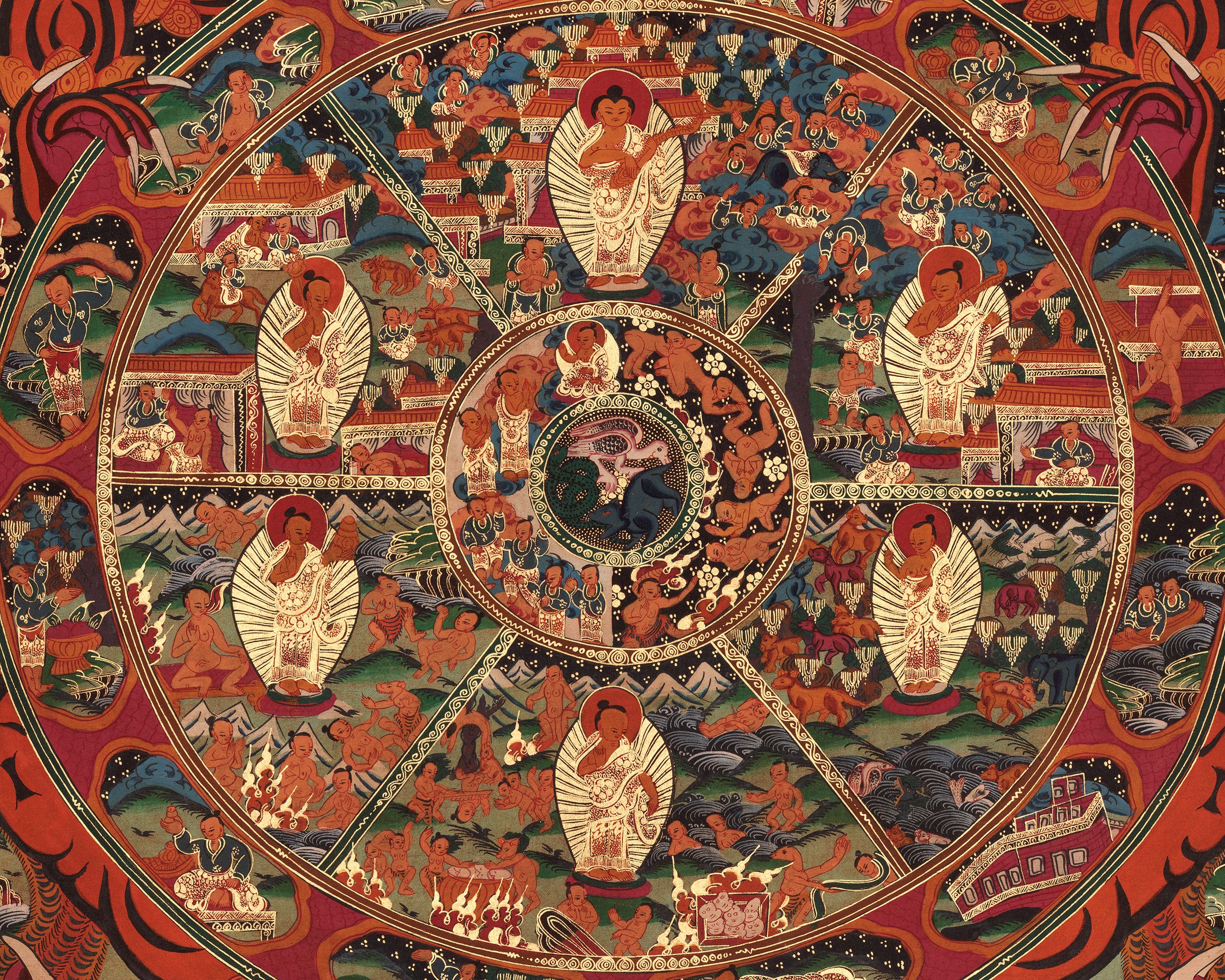 Himalayan Wheel of Life Artwork | Samsara and Enlightened Wisdom