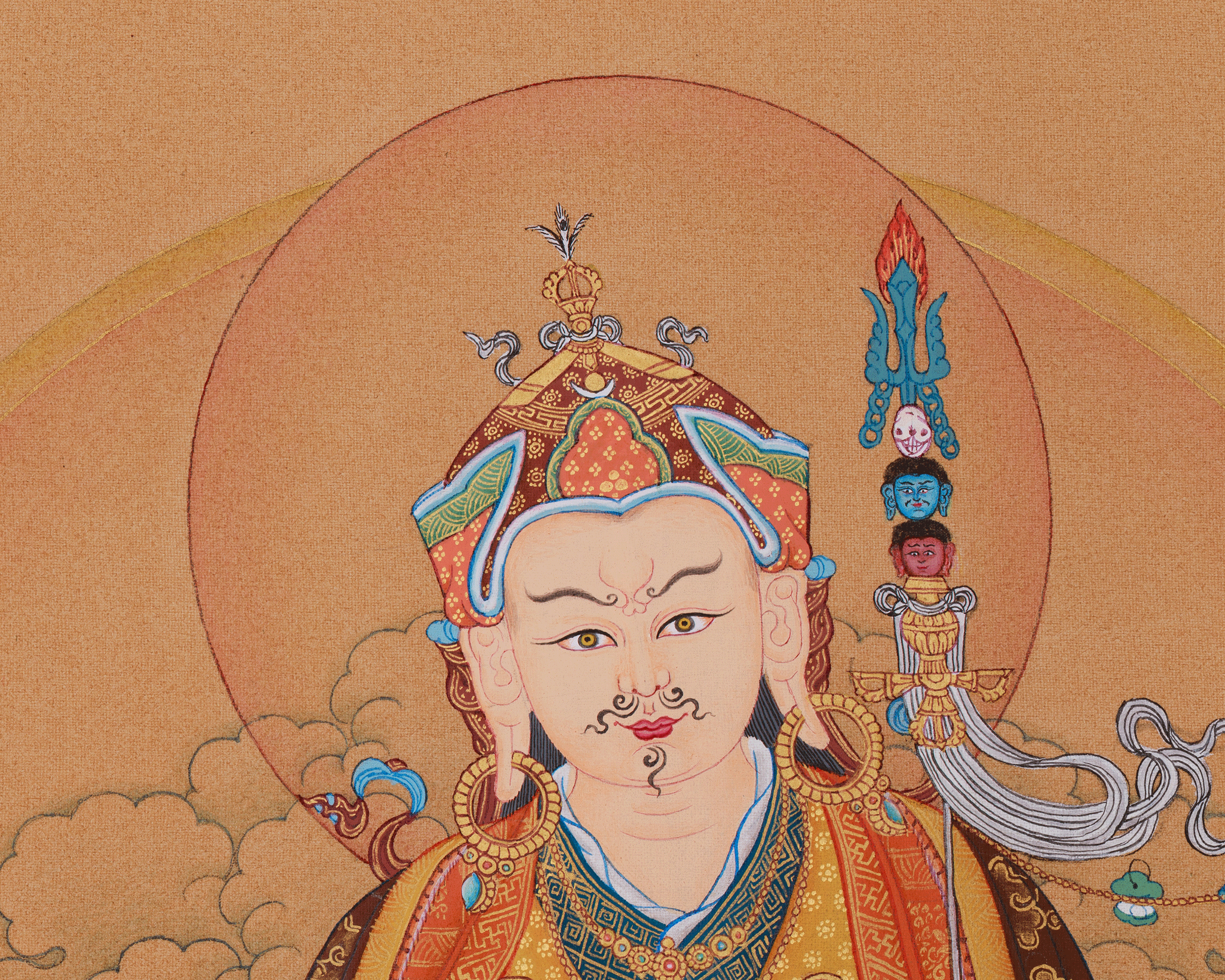 Handmade Spiritual Teacher Guru Rinpoche Thangka | Tantric Guide & Protector of the Dharma