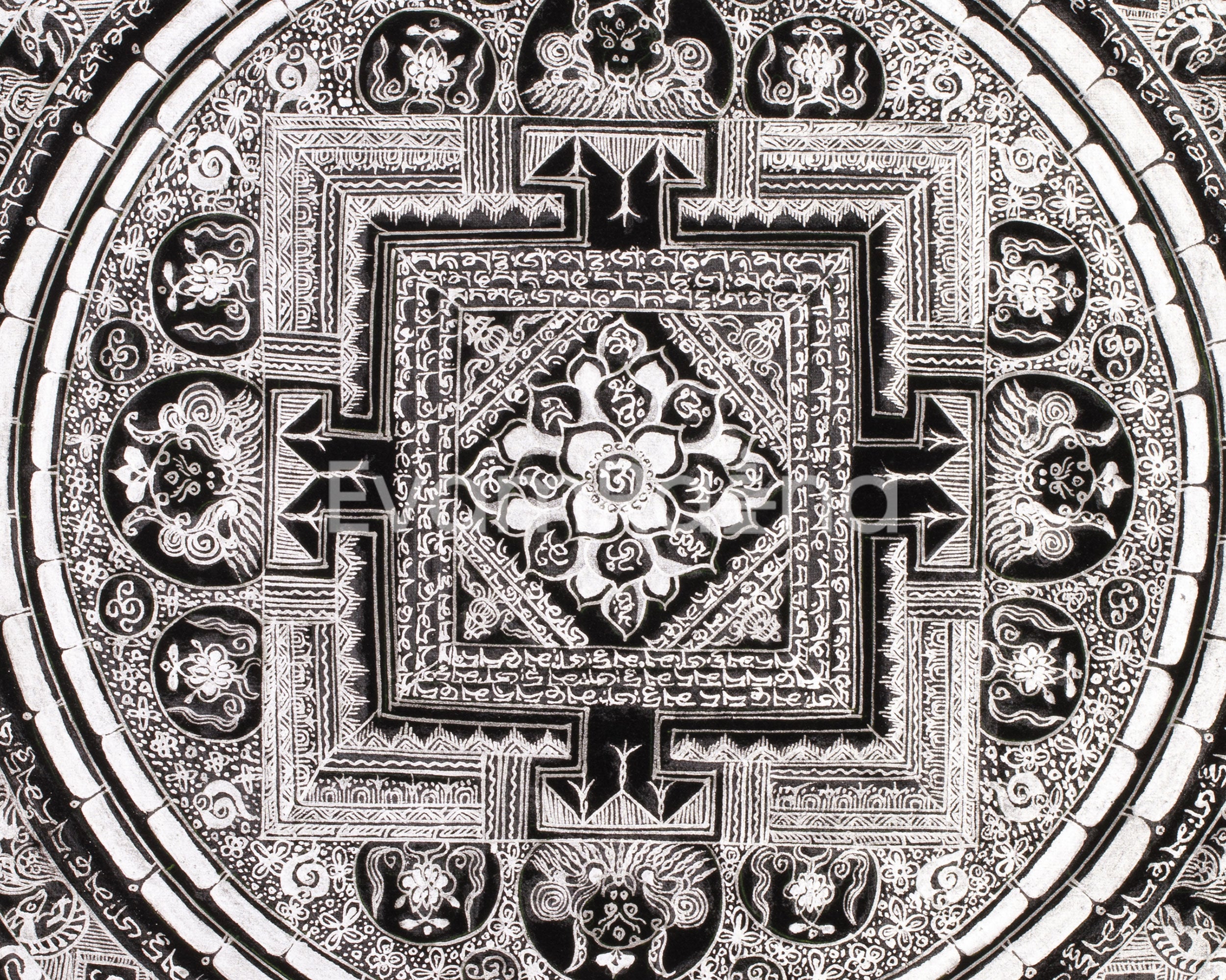 Sacred Pure Silver Mantra Mandala | Symbol of Compassion and Enlightenment