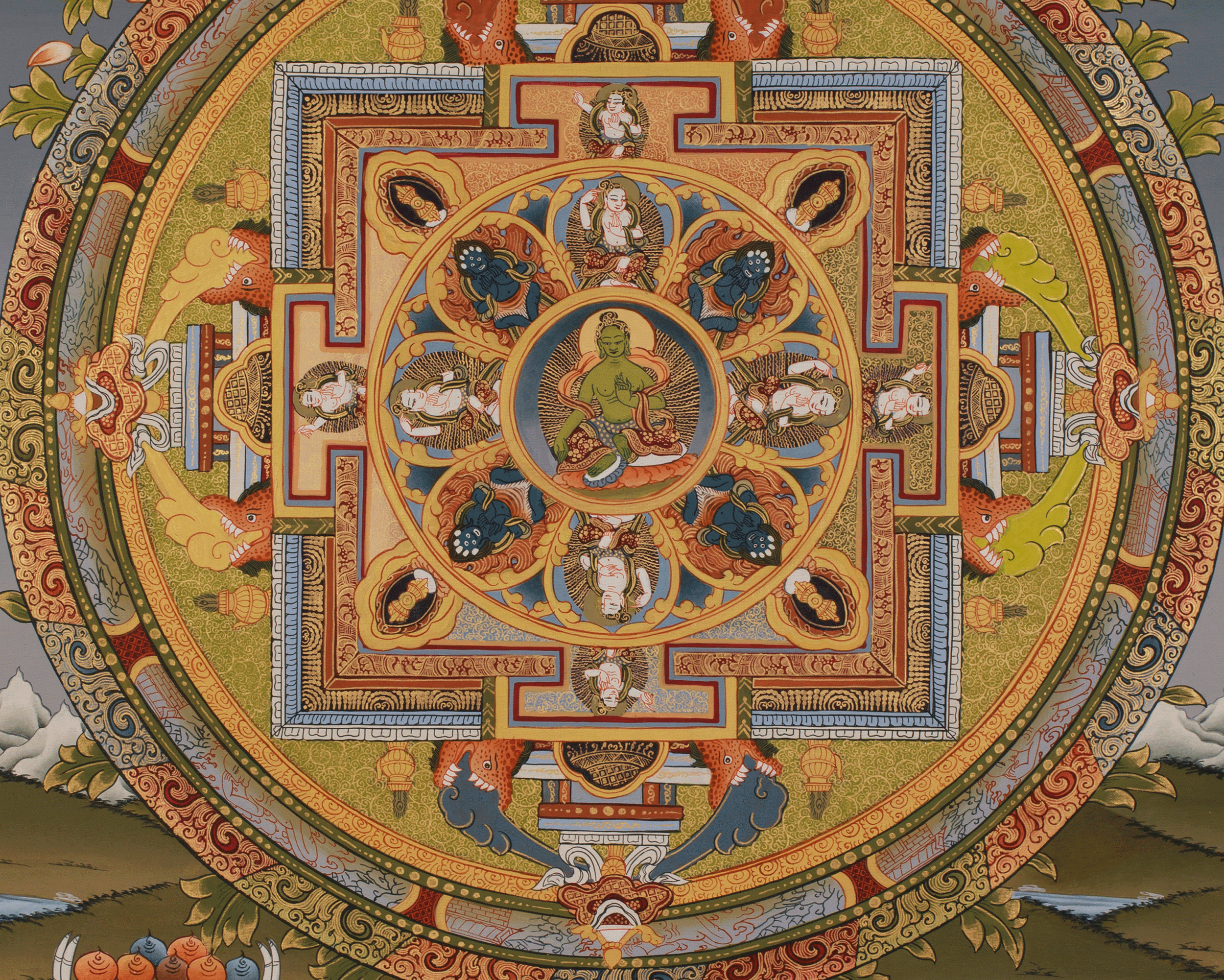 Green Tara Mandala Painting | A Sacred Mandala of Compassion, Protection, and Swift Action