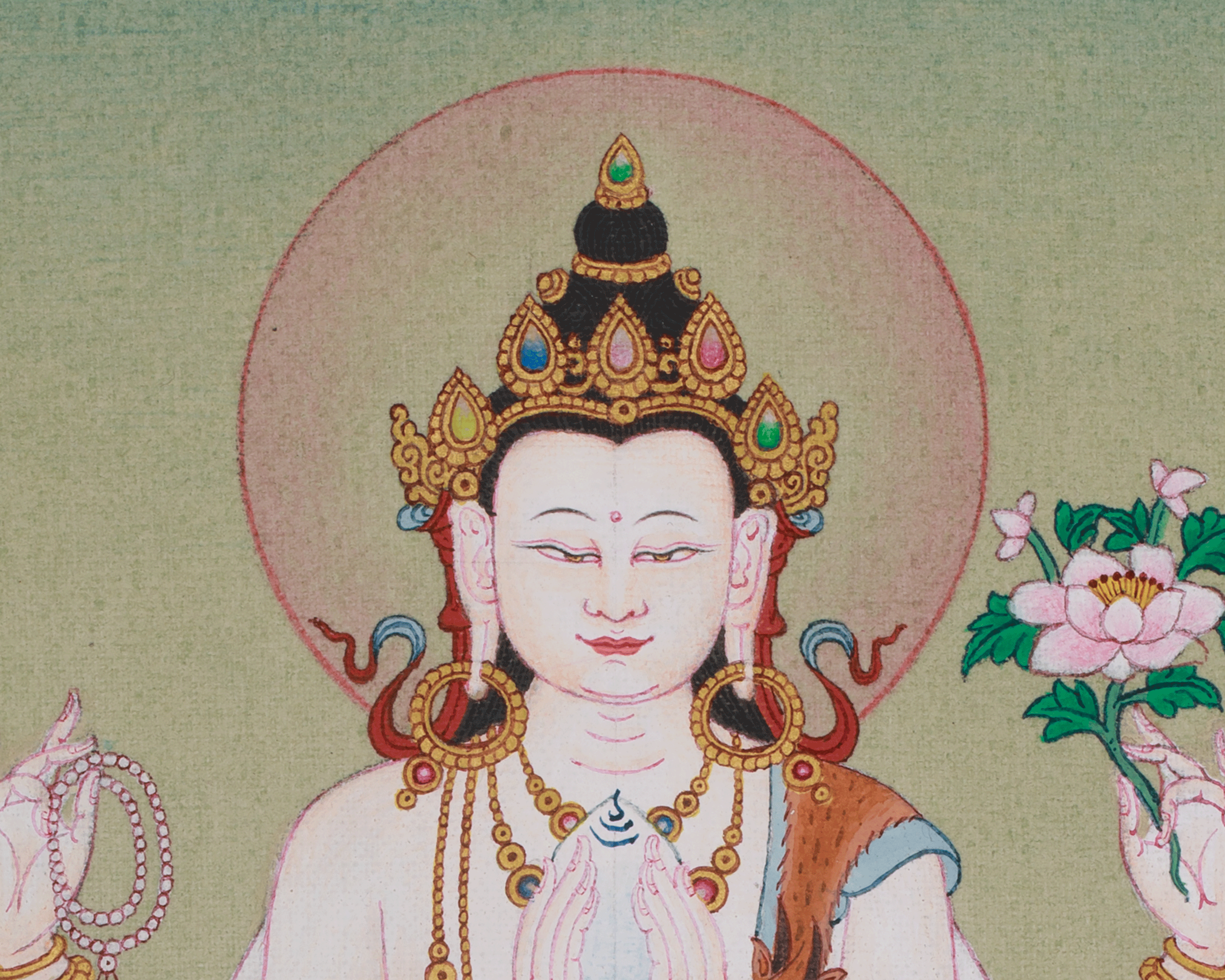 Chenrezig Spiritual Artwork | Bodhisattva of Infinite Compassion | Traditional Thangka