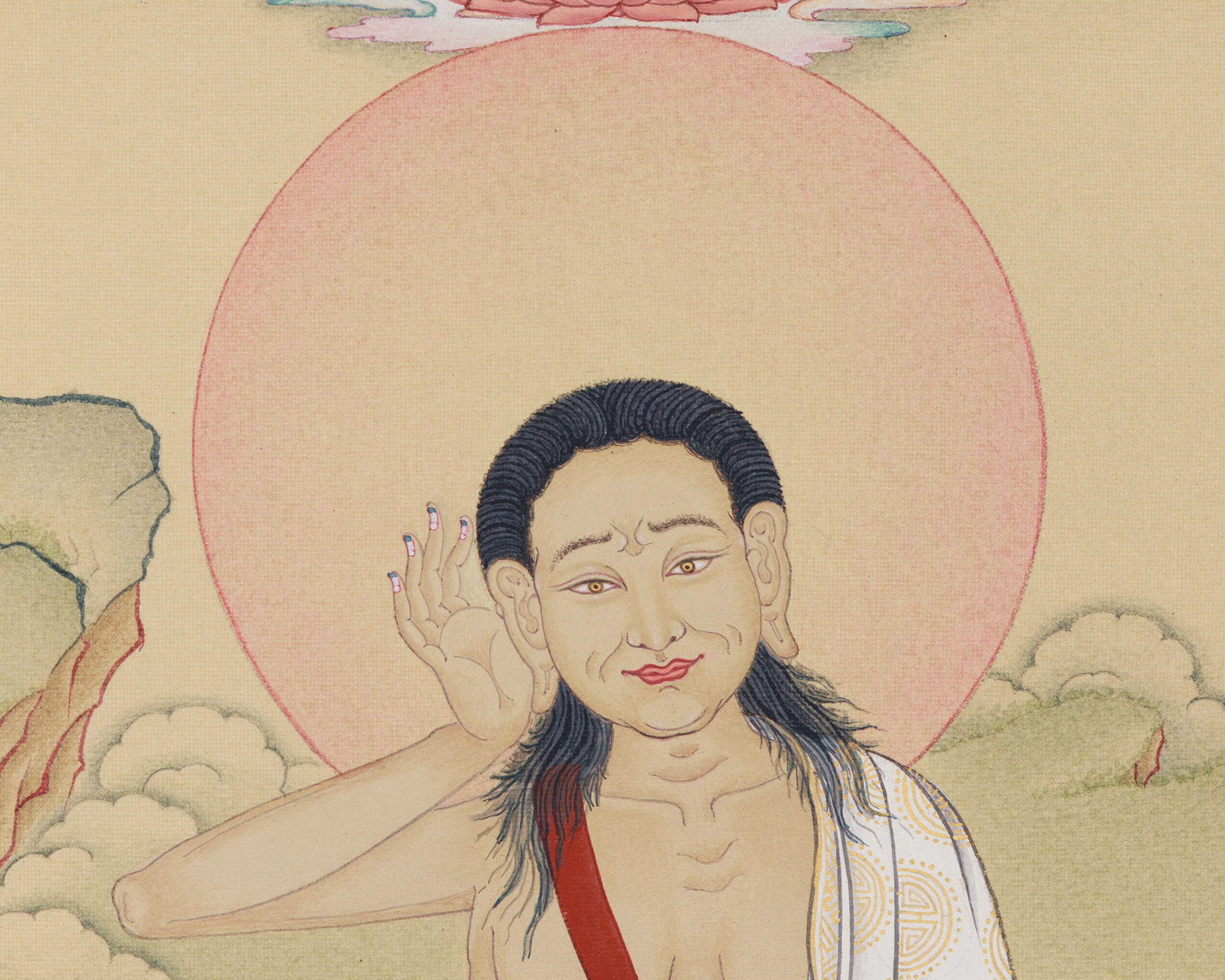 Milarepa with Vajradhara Thangka | Meditation Master and Buddha of Ultimate Wisdom