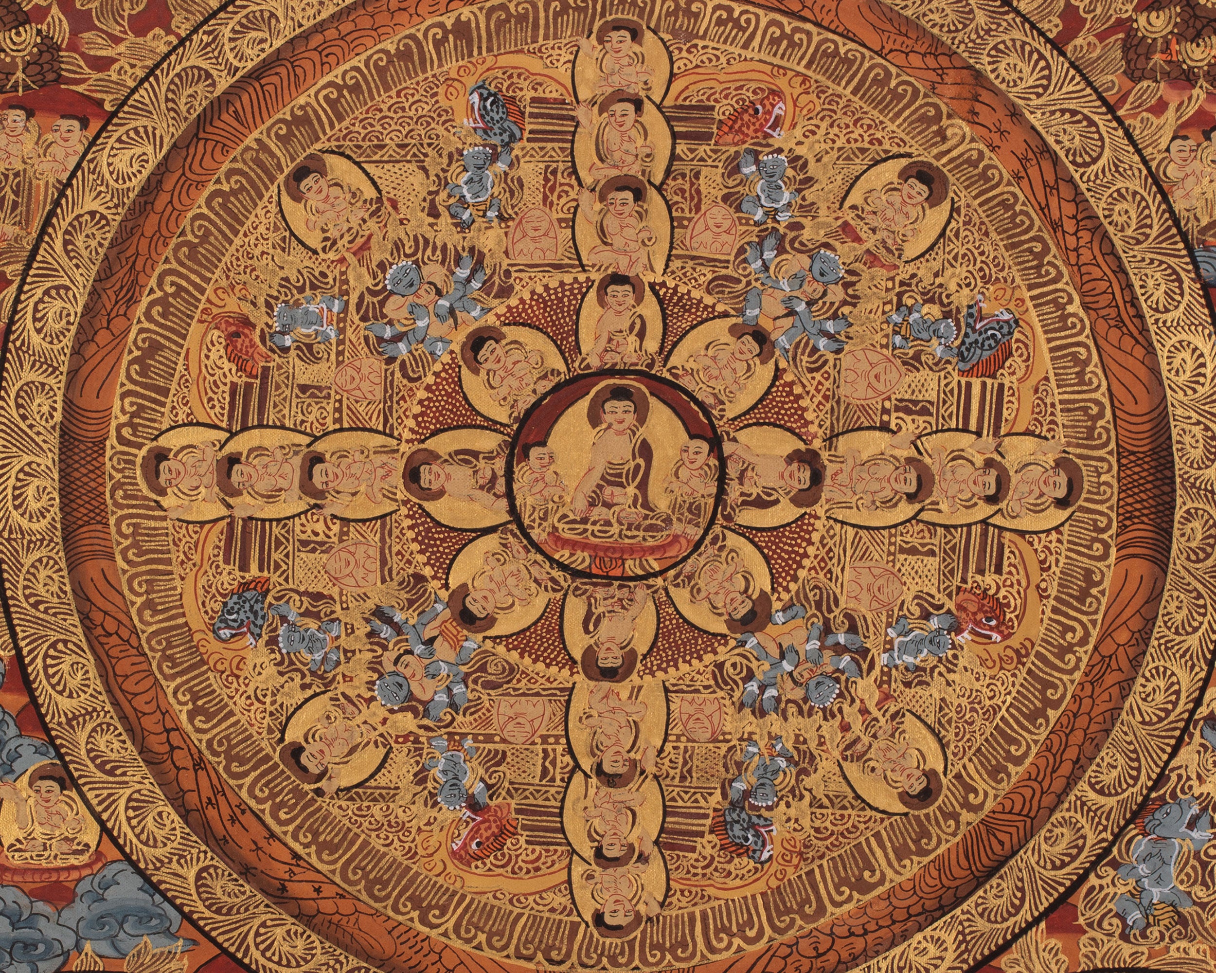 Tibetan Pancha Buddha Mandala | Representing Enlightened Wisdom
