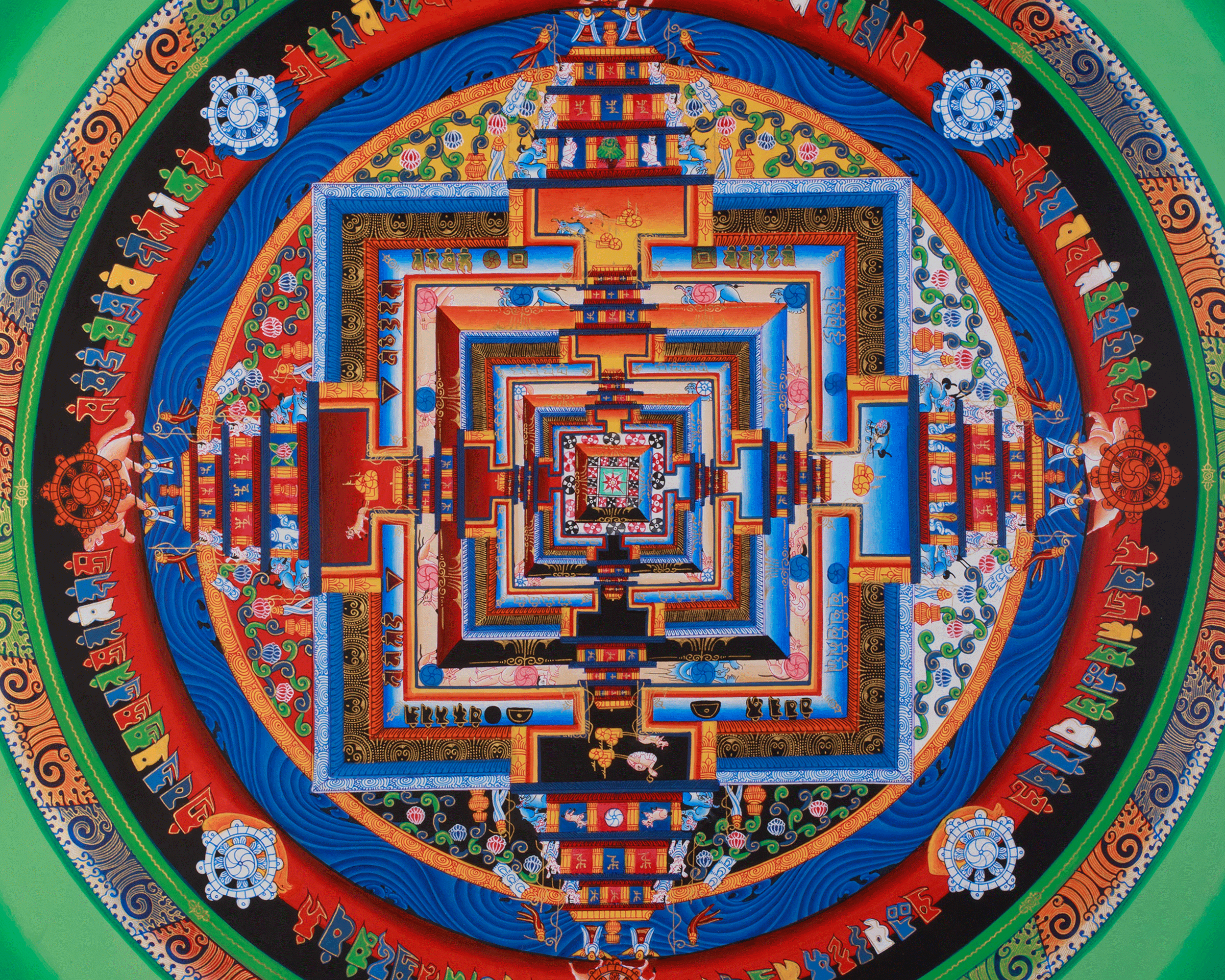 Spiritual Artwork of Kalachakra Mandala | Meditation Altar | Home Decor
