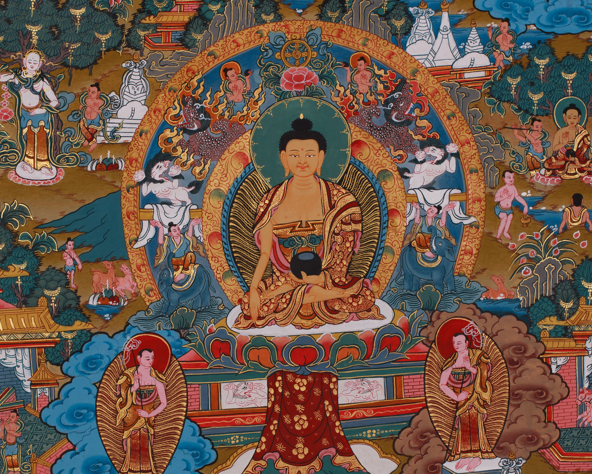 Tibetan Thangka of Buddha Life History | Sage of Shakya Clan