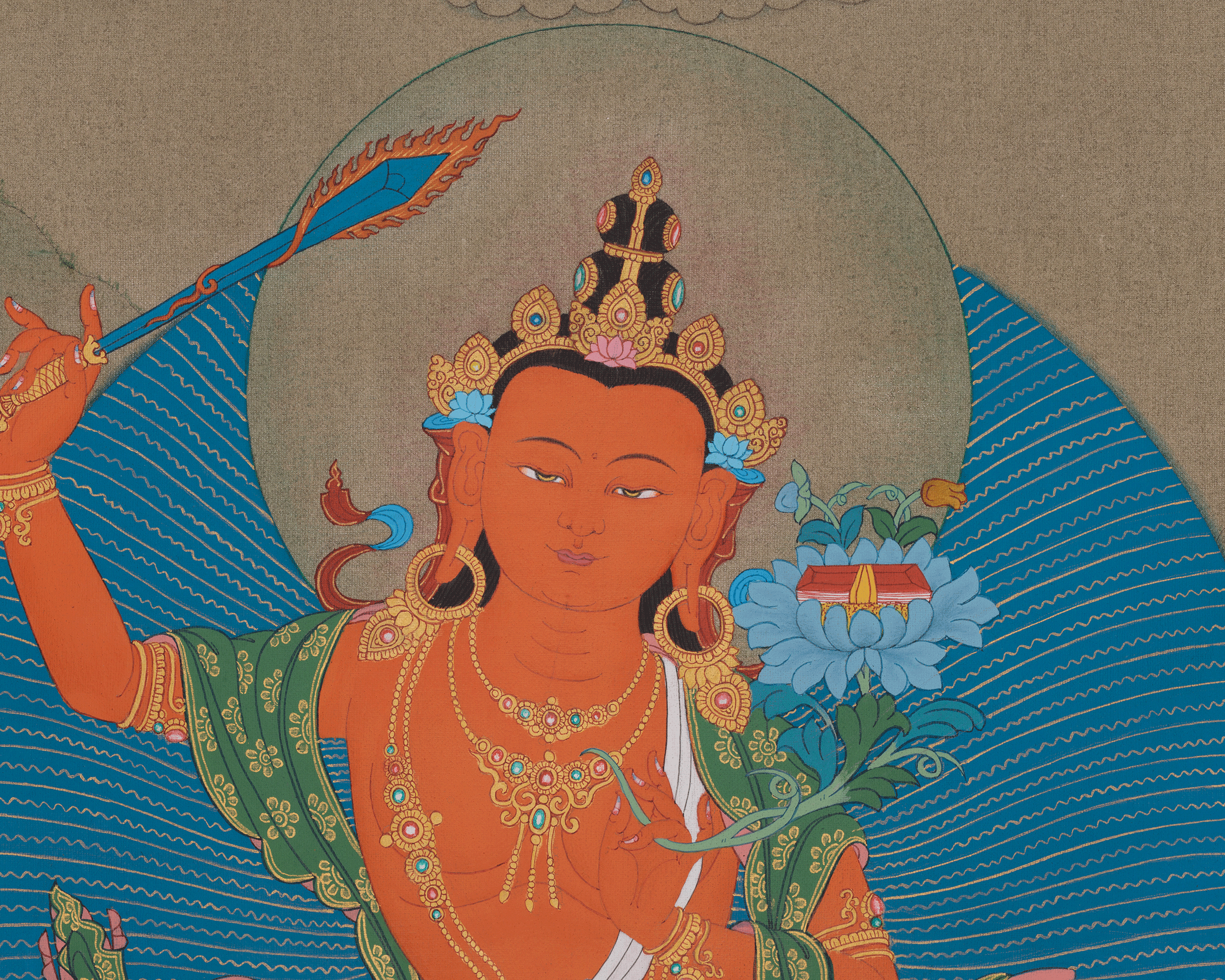 Manjushri Sword of Wisdom Thangka | Protector Deity