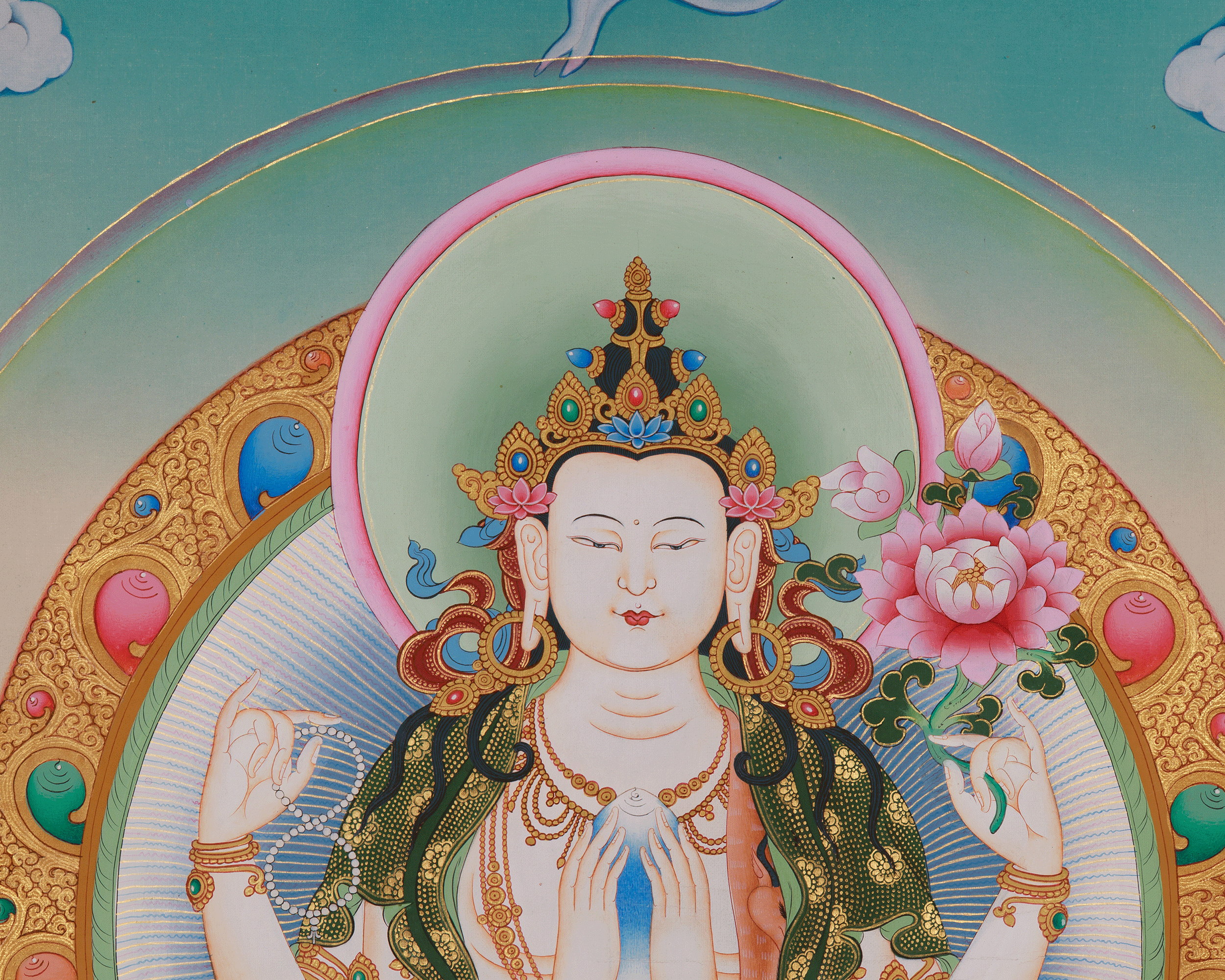 Buddhist Thangka of Bodhisattva Chenrezig | The Embodiment of Compassion