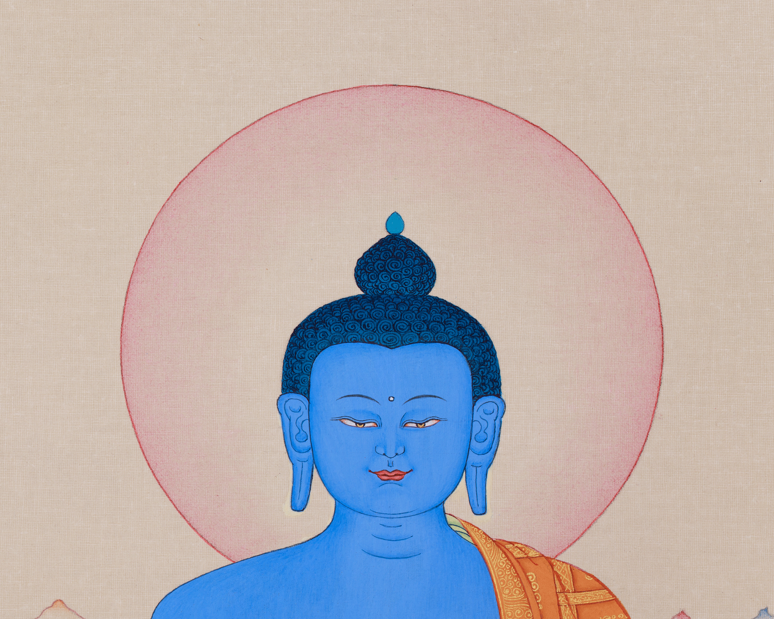 Bhaisajyaguru, the Healing Buddha | A Thangka for Health, Well-being, and Spiritual Peace