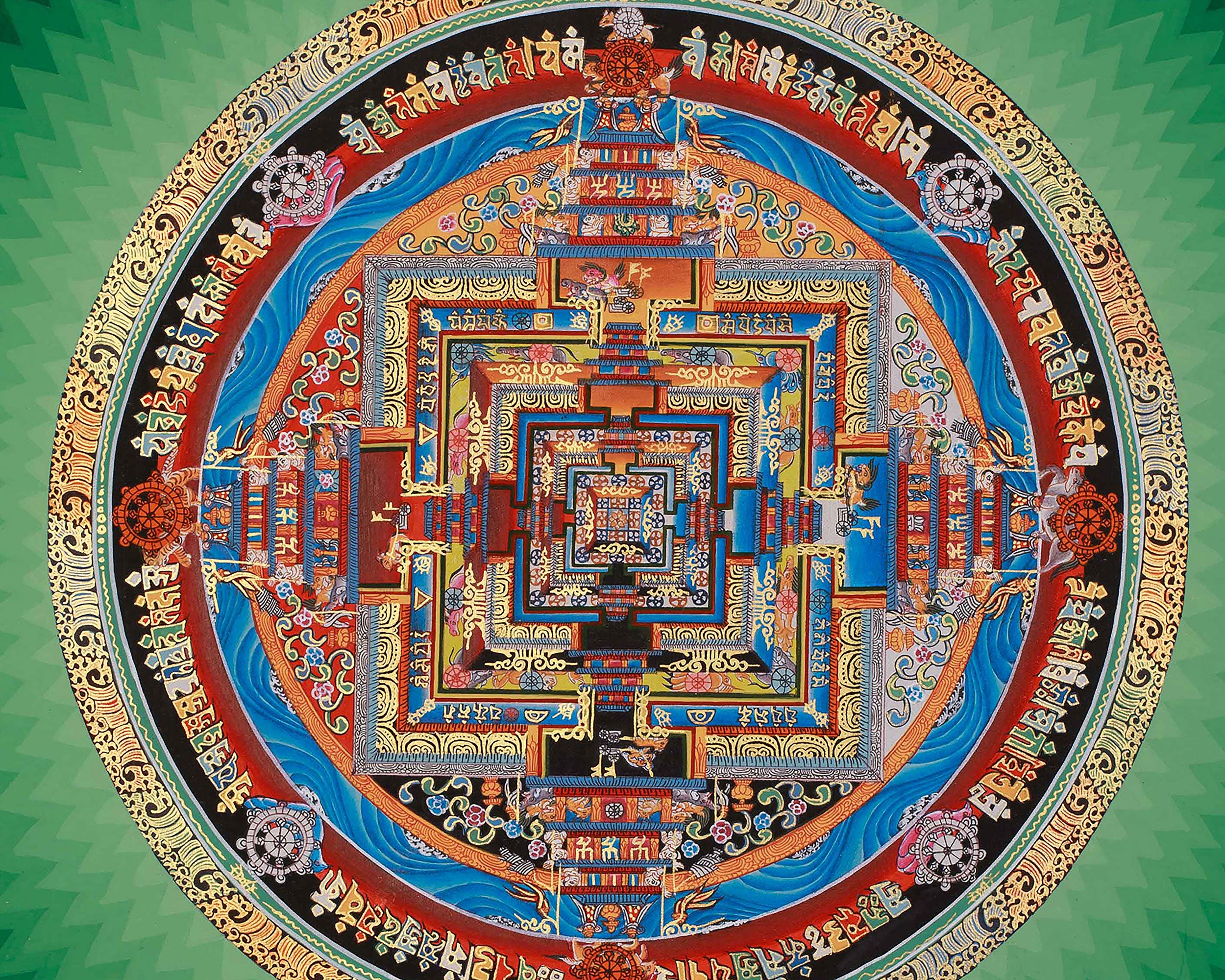 Himalayan Kalachakra Mandala Artwork | Sacred Wheel Of Time Art | Meditation & Spiritual Altar