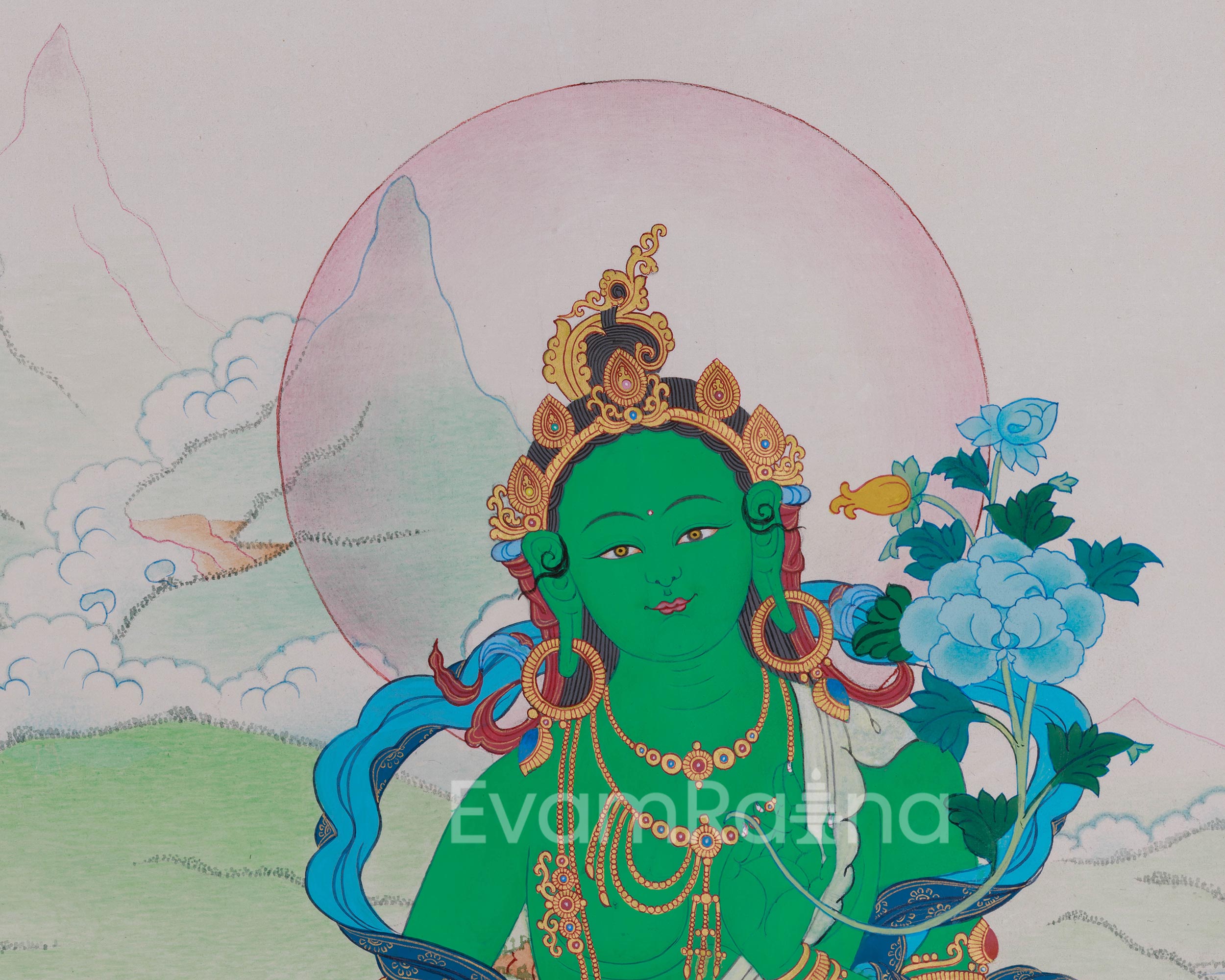 Green Tara, Goddess of Compassion Thangka | Protector and Healer Deity