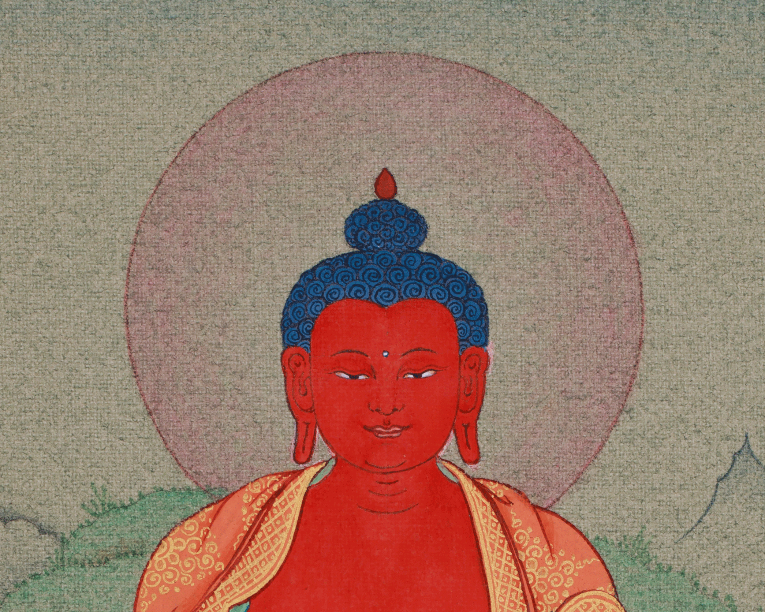 6.5 Inch Tibetan Amitabha Buddha Painting | Buddha of Limitless Light and Serenity